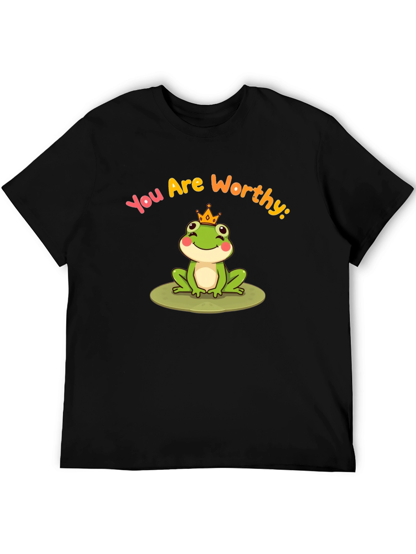 Black Cute Frog Prince T-Shirt - You Are Worthy Design view 5