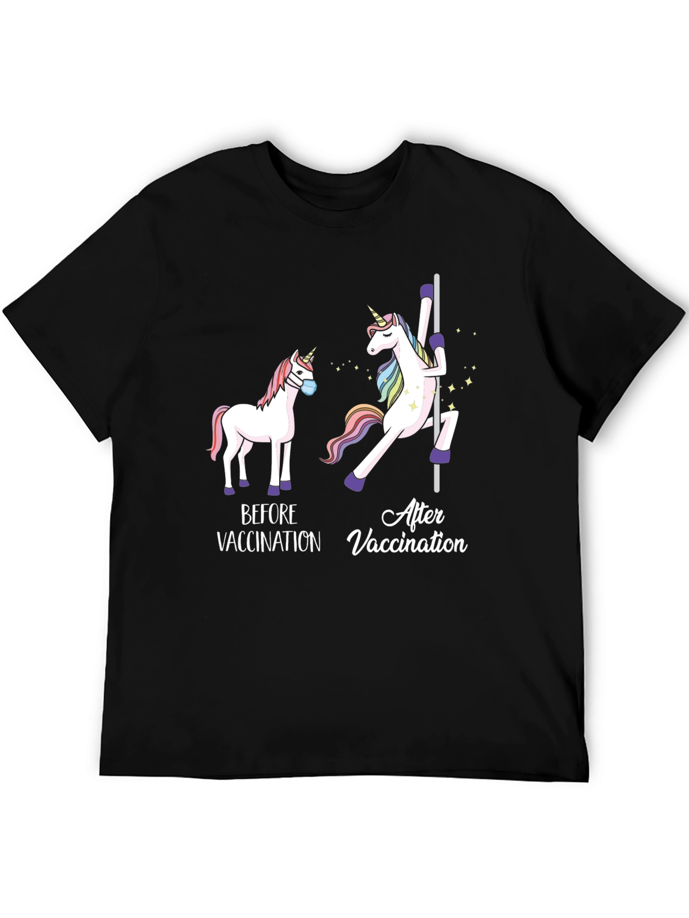 Black Vaccinated Unicorn T-Shirt view 5