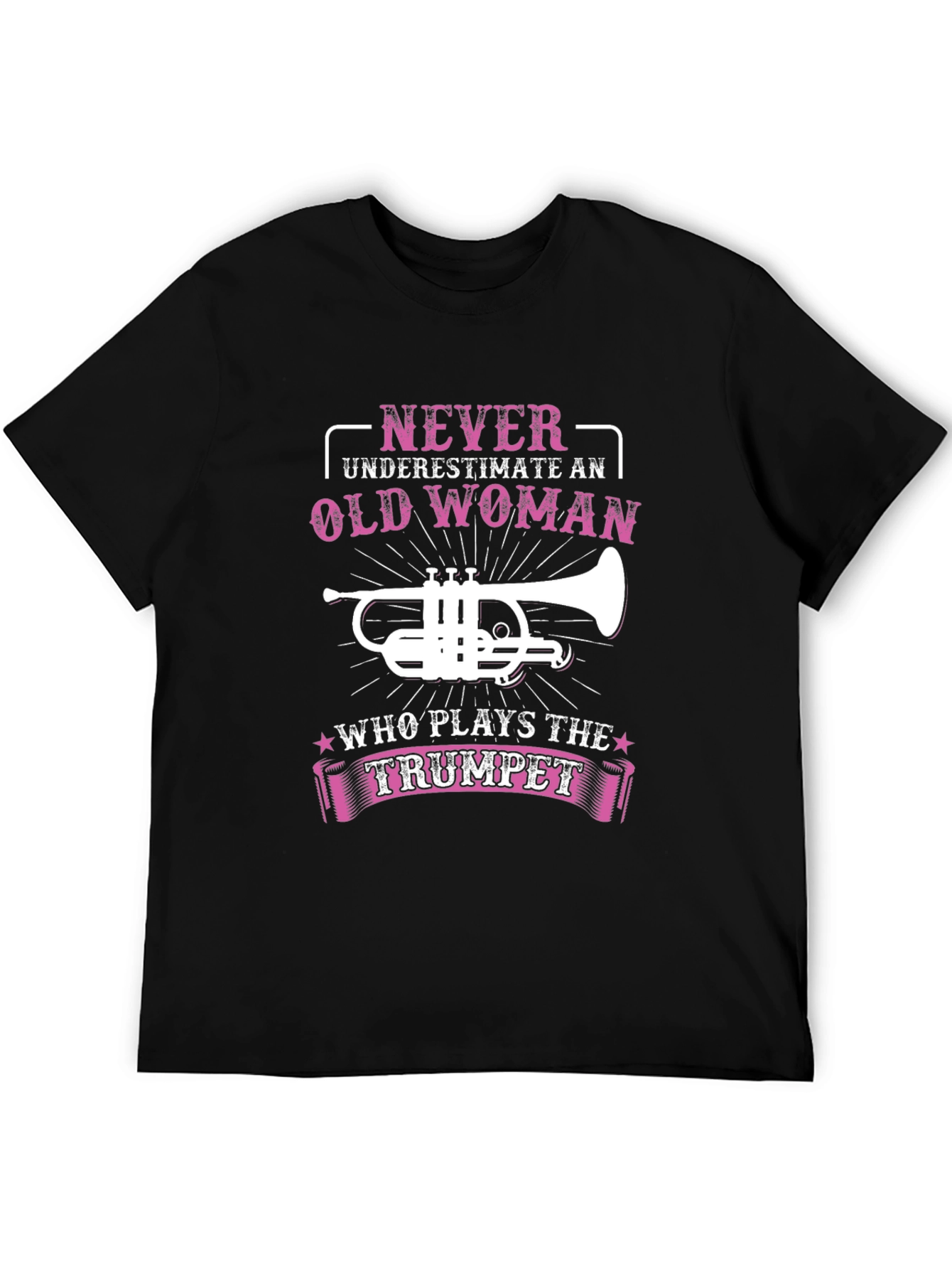 Black Never Underestimate Old Woman Trumpet Player T-Shirt view 5