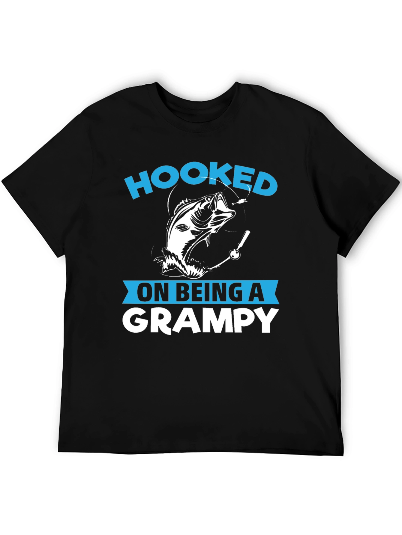 Black Hooked on Being a Grampy T-Shirt view 5