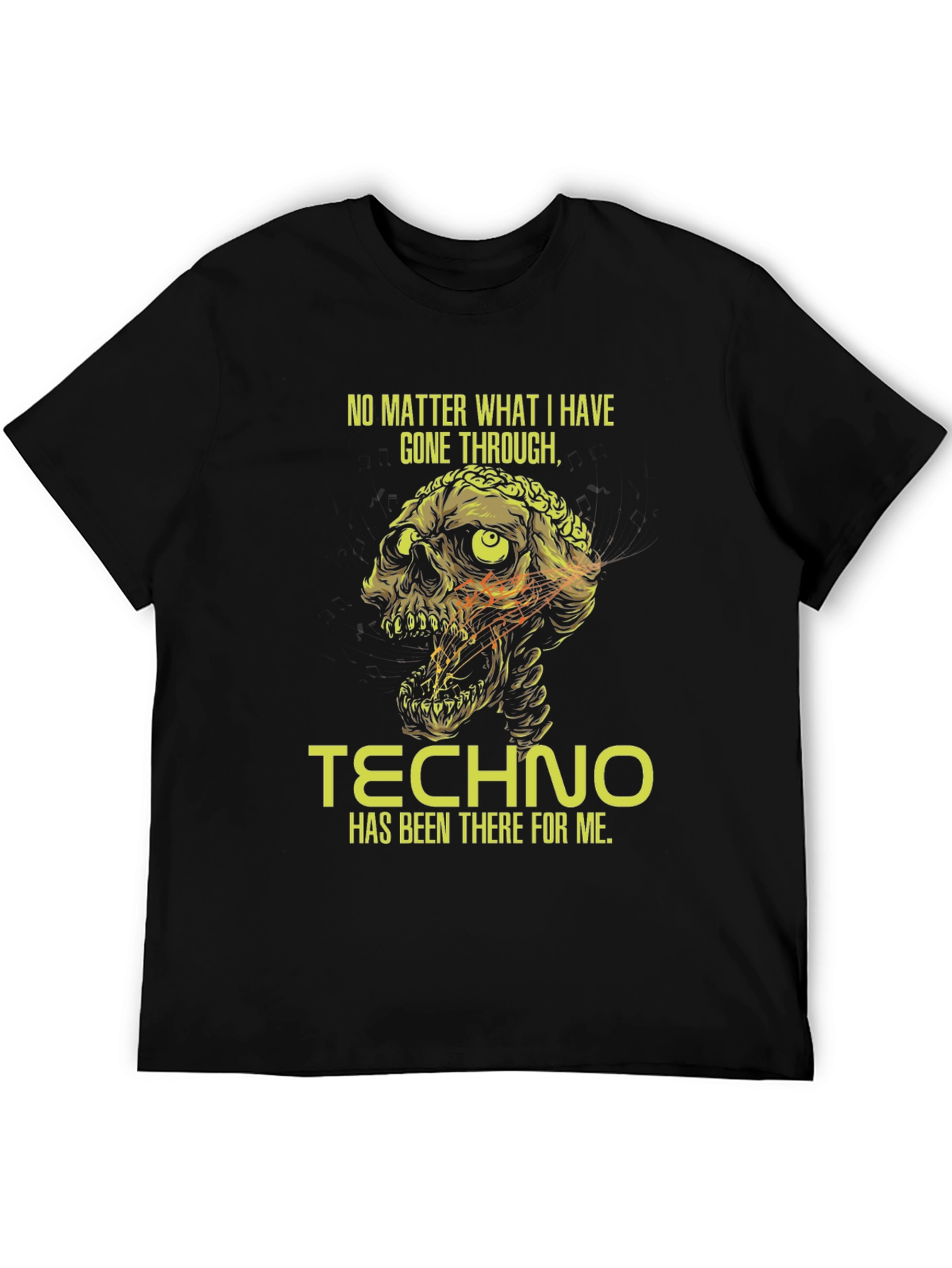 Black Techno Skull Graphic T-Shirt view 5