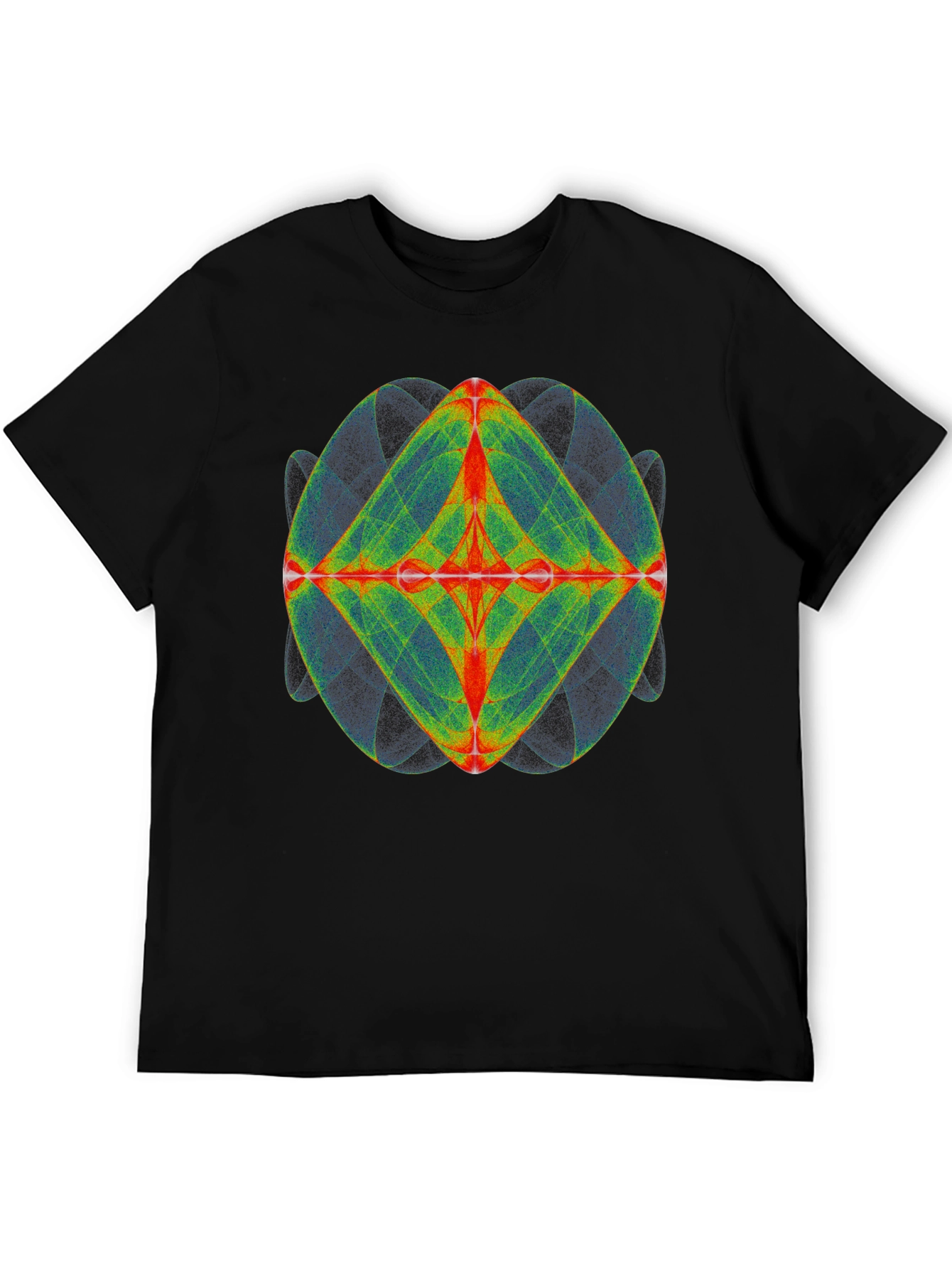 Black Geometric Design Tee - Black Cotton Blend view 5