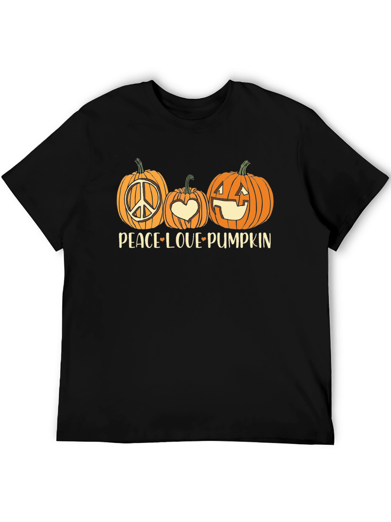 Black Peace Love Pumpkin Halloween T-Shirt view 5
