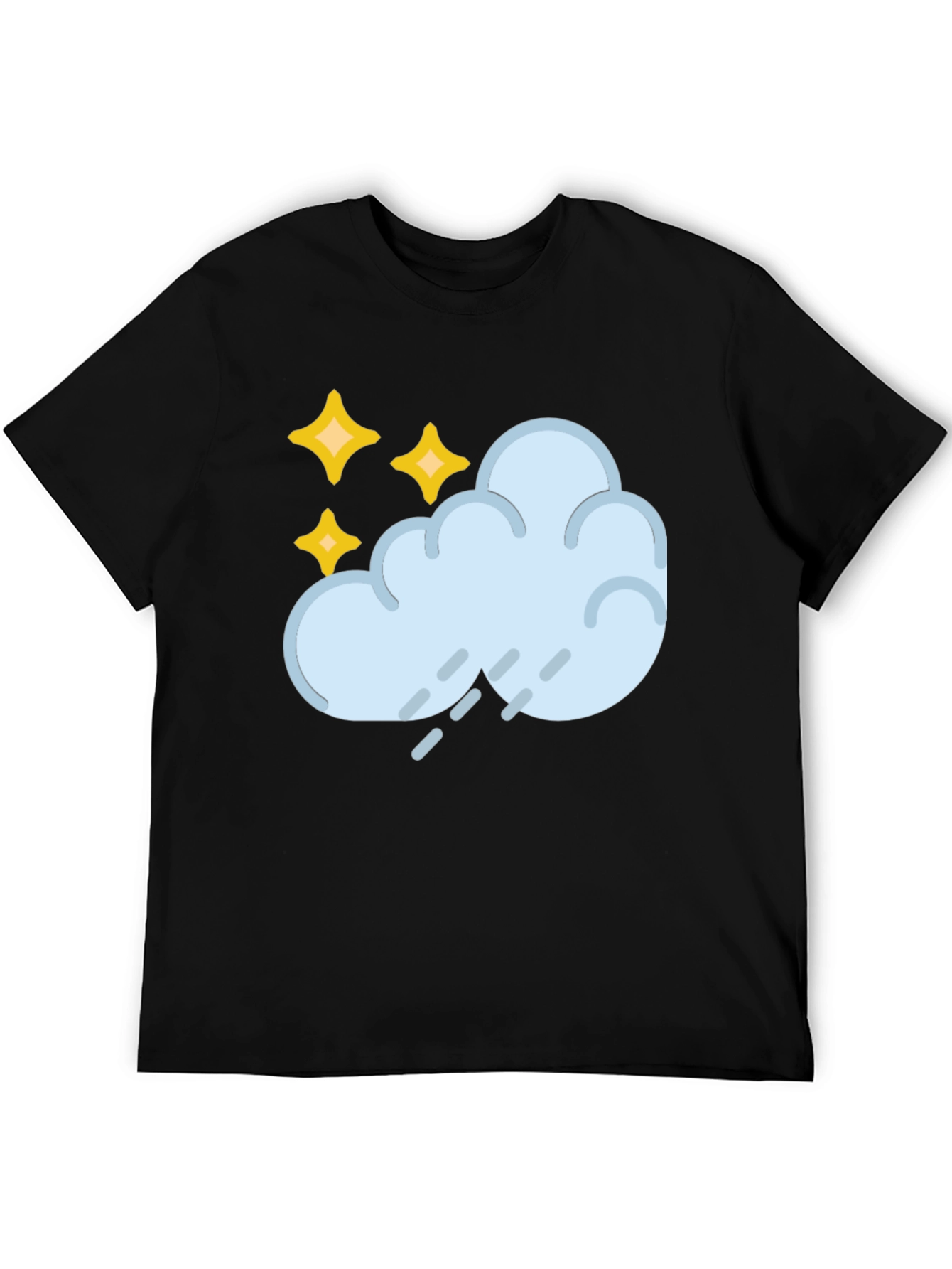 Black Rain Cloud & Stars Graphic Black T-Shirt view 5