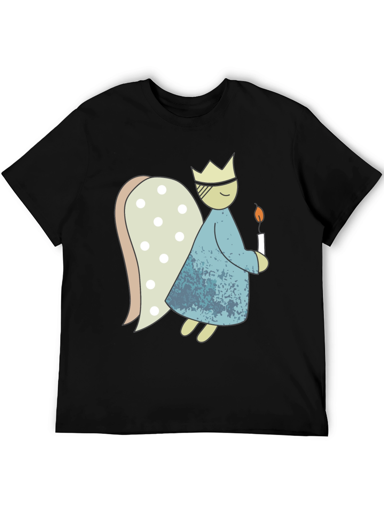 Black Whimsical Angel T-Shirt - Unique Graphic Tee view 5