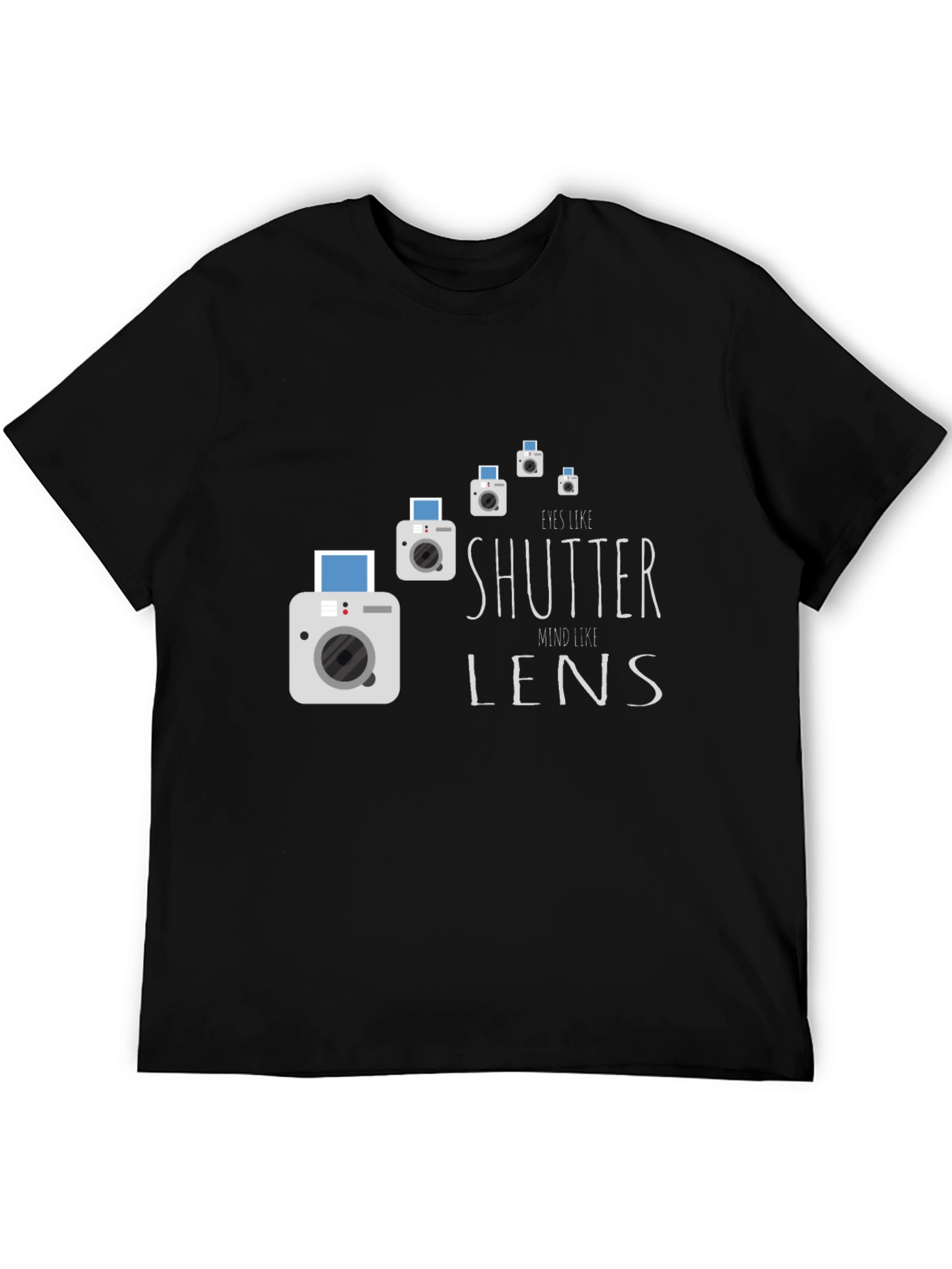 Black Eyes Like Shutter Mind Like Lens Graphic Tee view 5