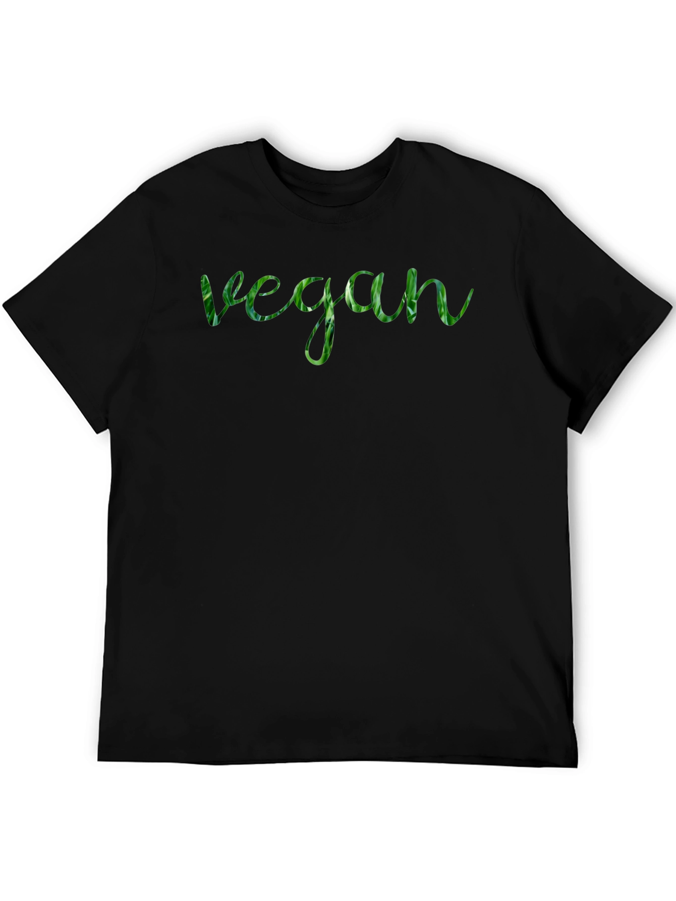 Black Vegan Green Leaf T-Shirt - Stylish & Eco-Friendly! view 5