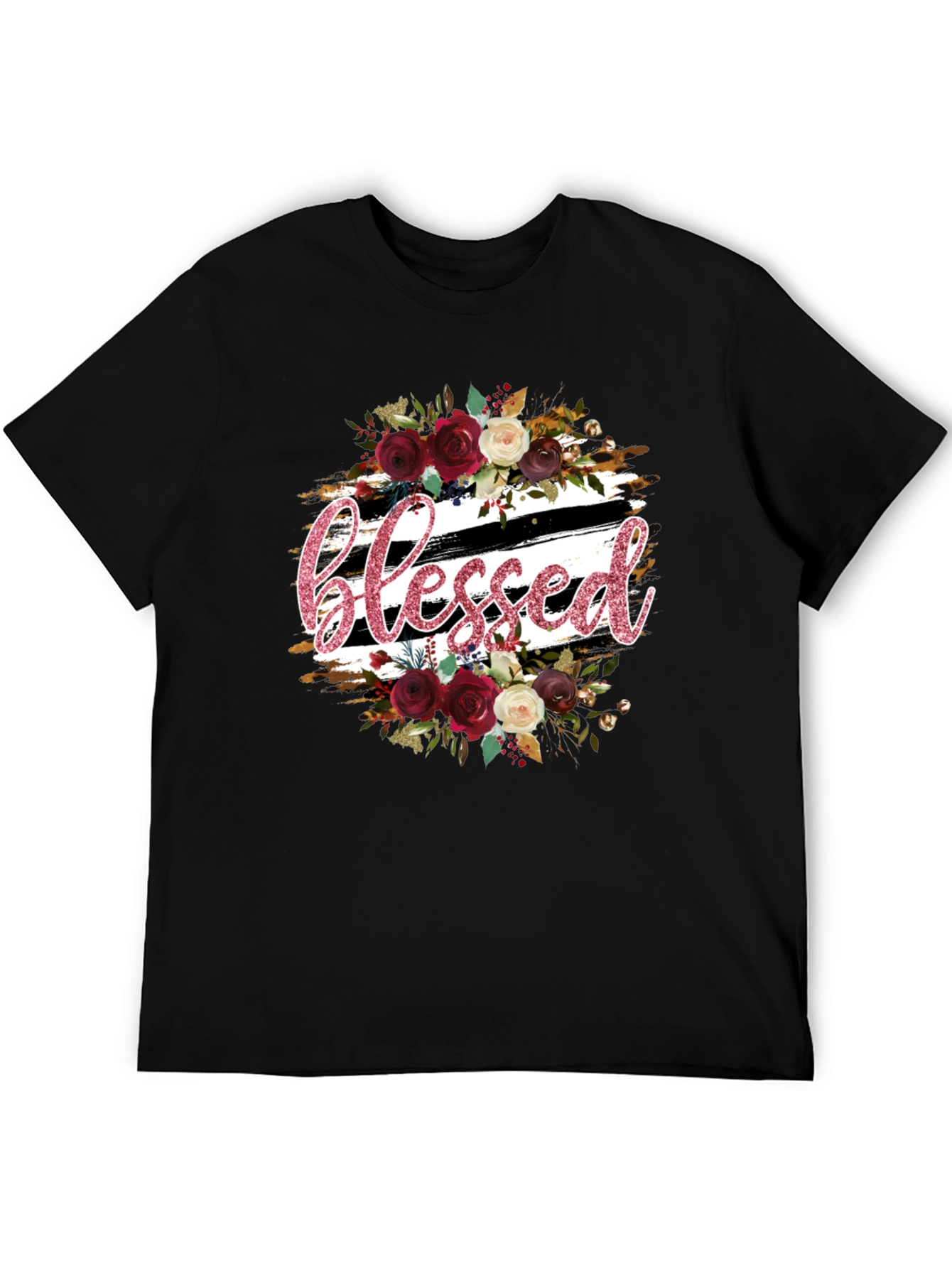 Black Blessed Floral Graphic T-Shirt - Stylish & Comfortable view 5