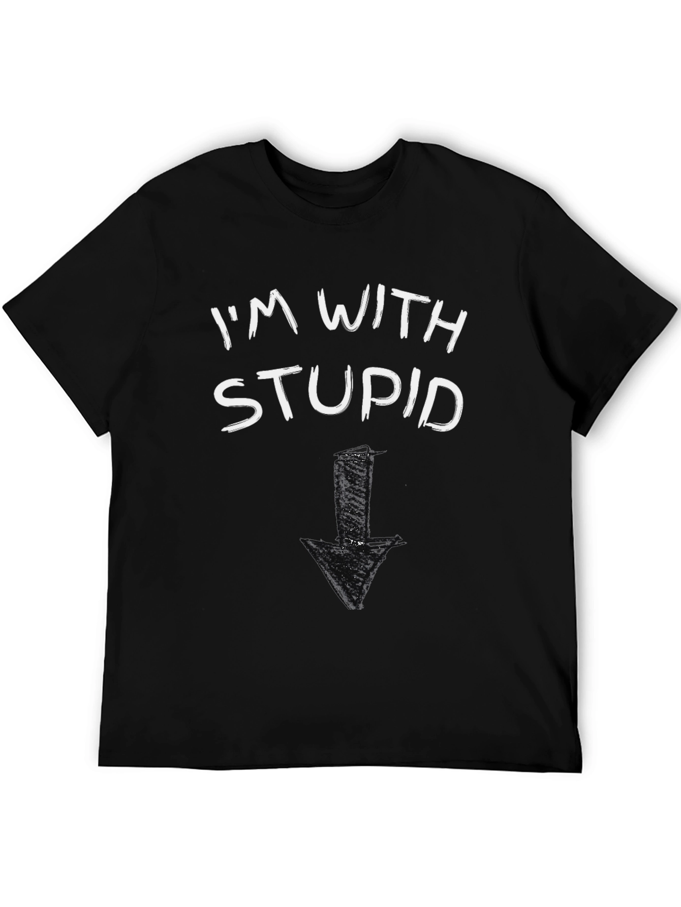 Black I'm With Stupid T-Shirt Funny Arrow Pointing Down view 5