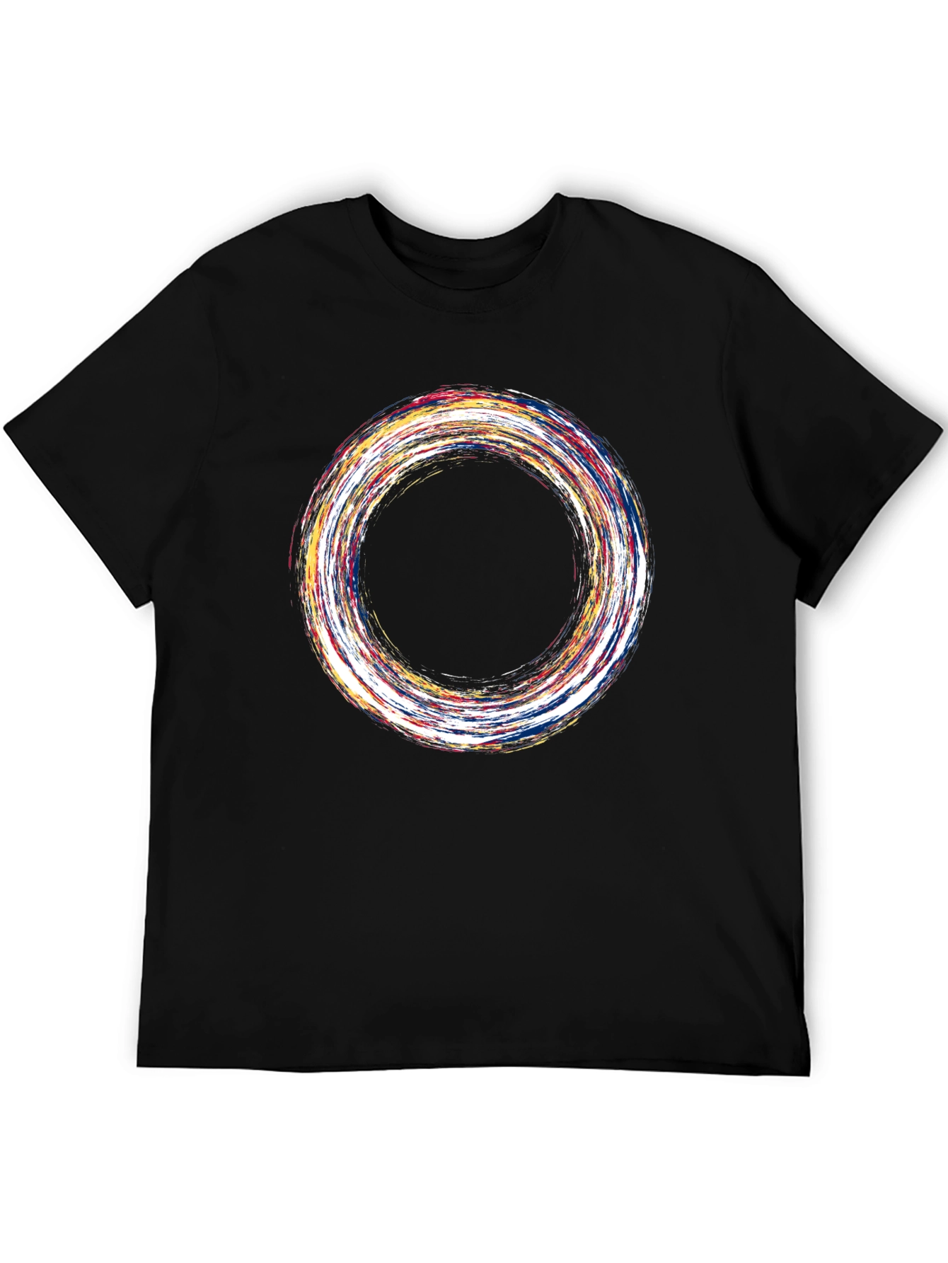 Black Abstract Circle Graphic Tee - Soft Black Cotton view 5