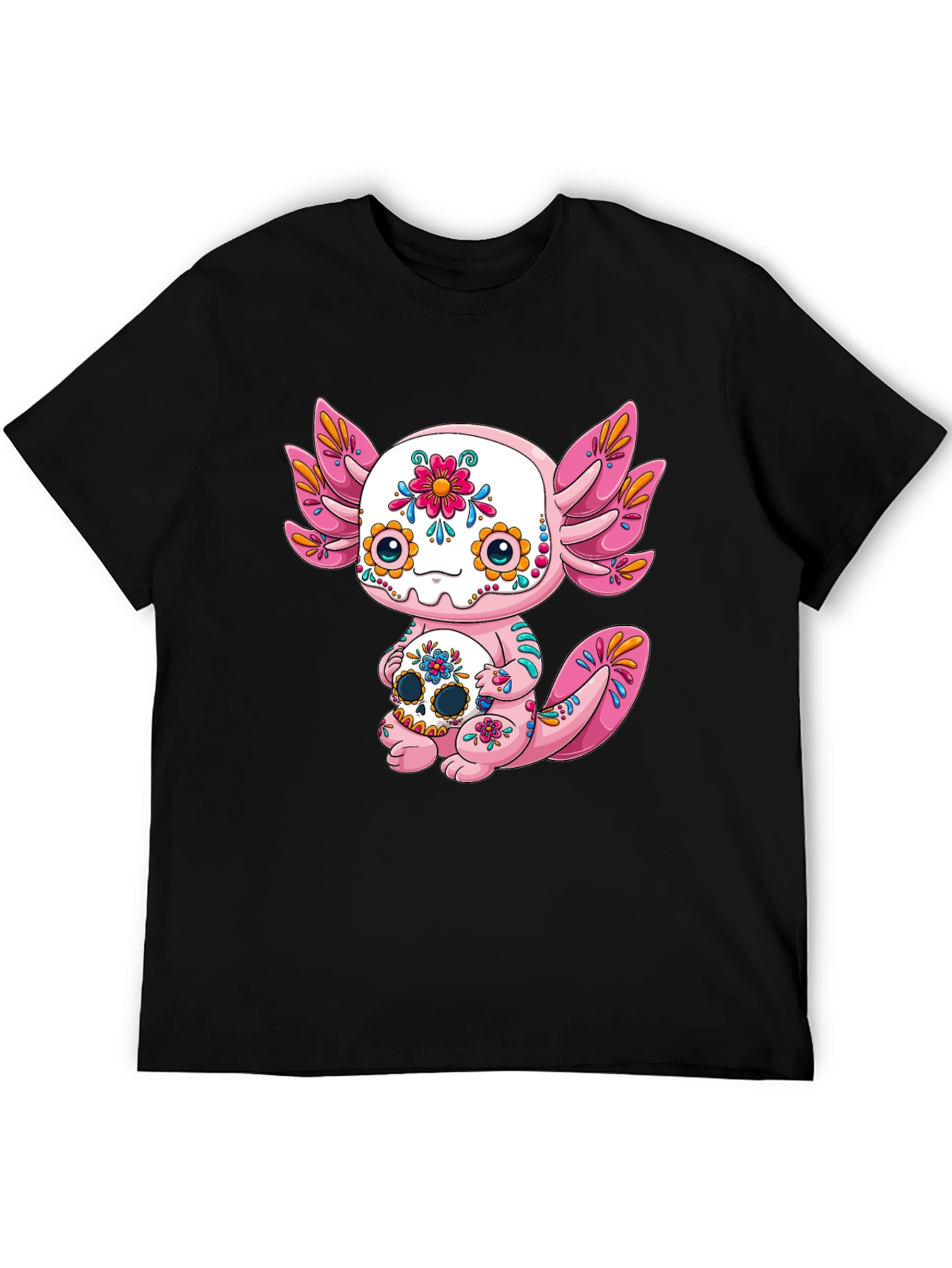 Black Axolotl Sugar Skull Graphic Tee view 5