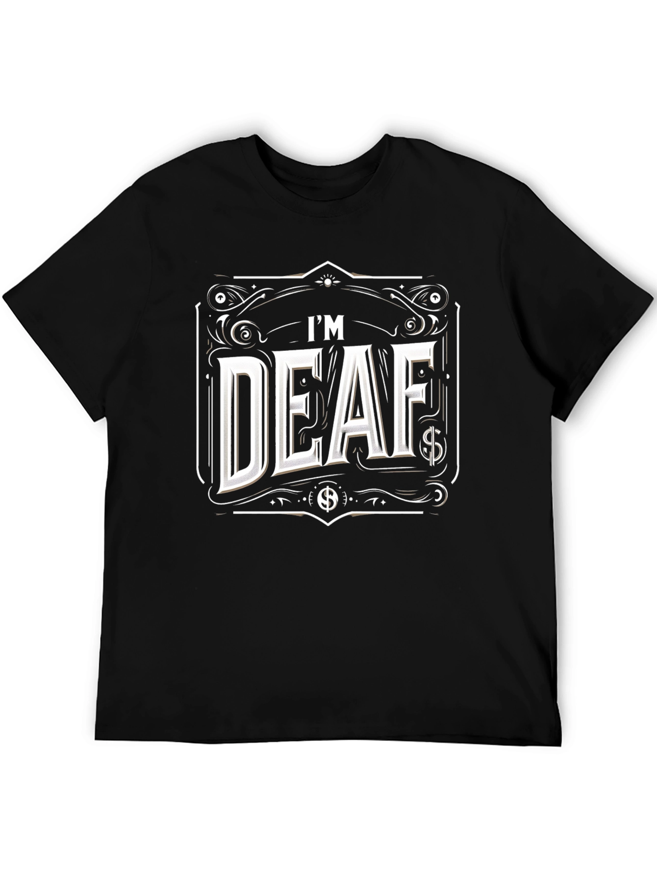 Black I'm Deaf Graphic T-Shirt - Black Cotton Tee view 5
