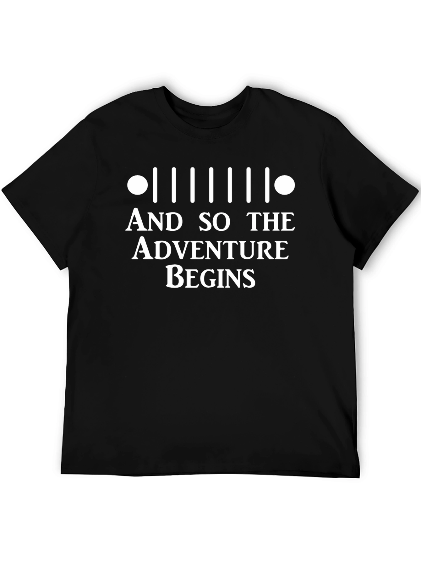 Black Adventure Begins Graphic Tee - Black Cotton T-Shirt view 5