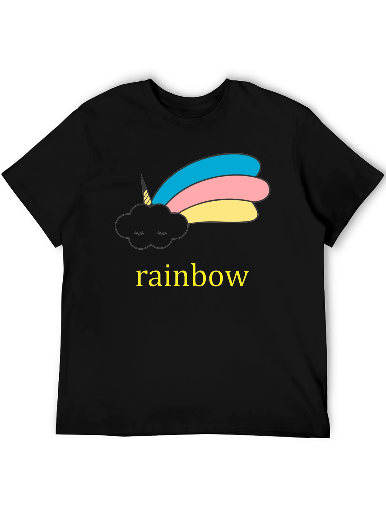 Black Unicorn Cloud Rainbow Graphic Black T-Shirt view 5