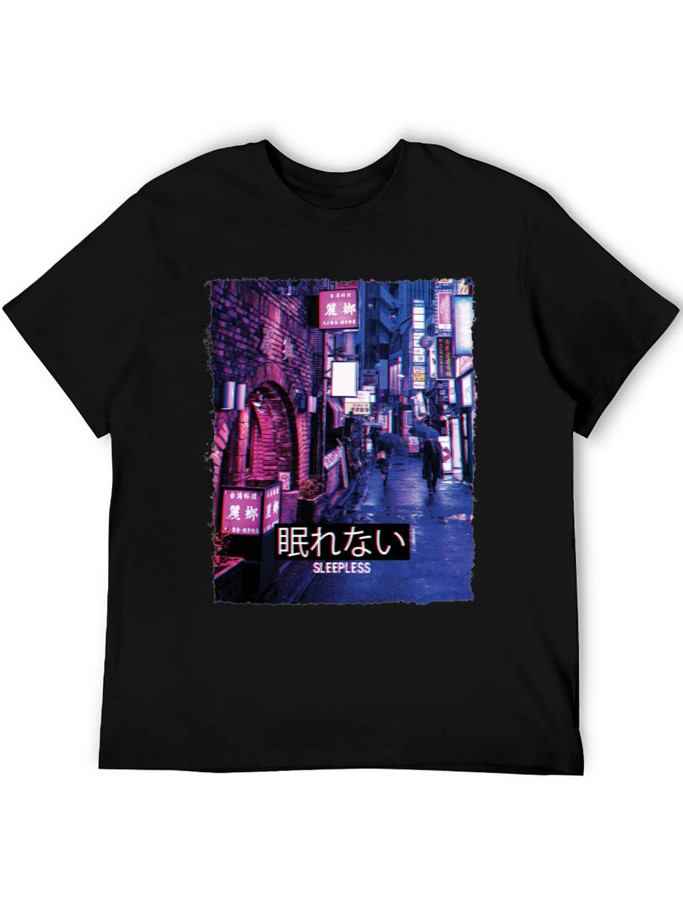 Black Sleepless Night Cityscape Graphic Tee view 5