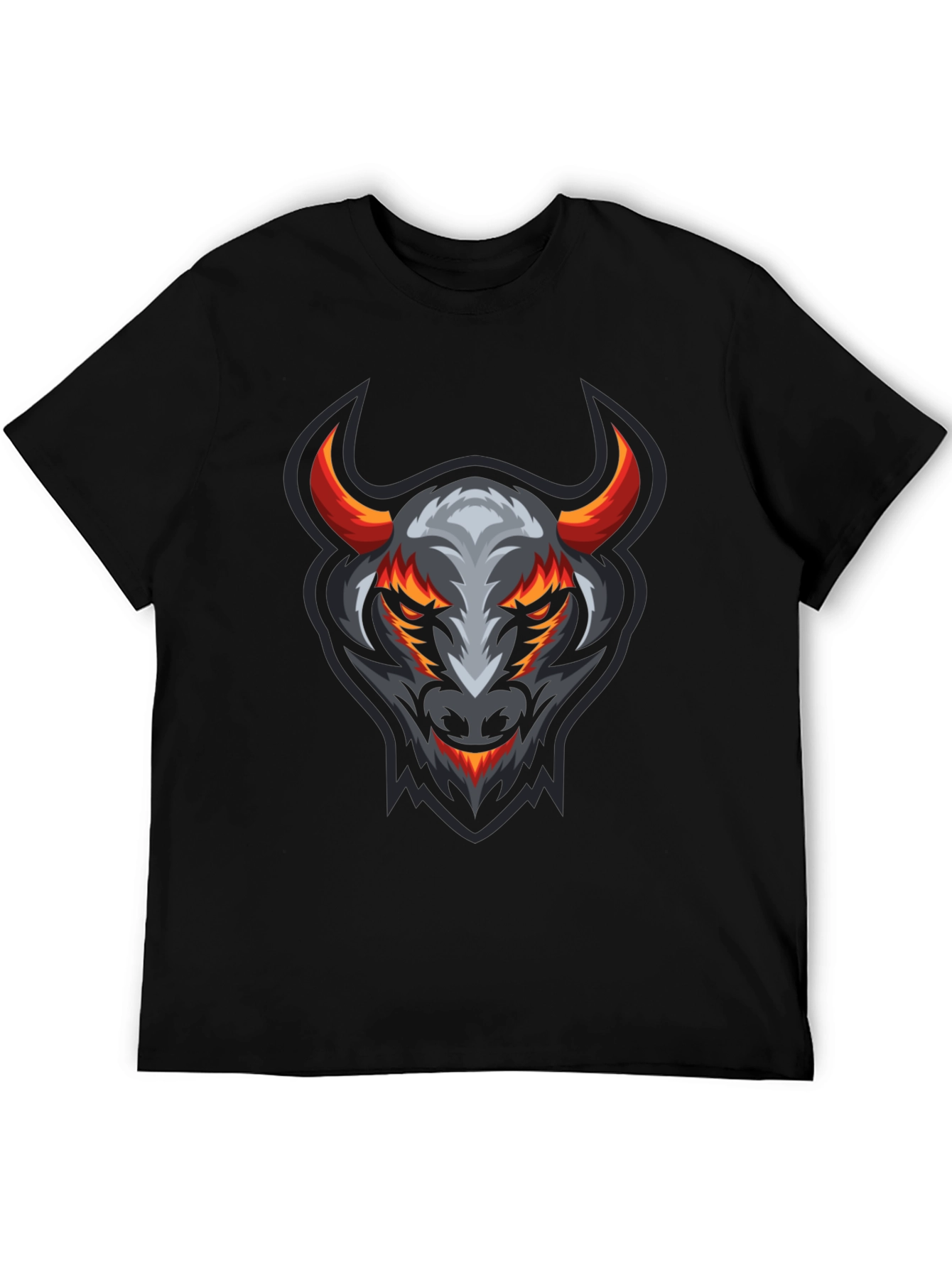 Black Black T-Shirt with Bull Graphic view 5
