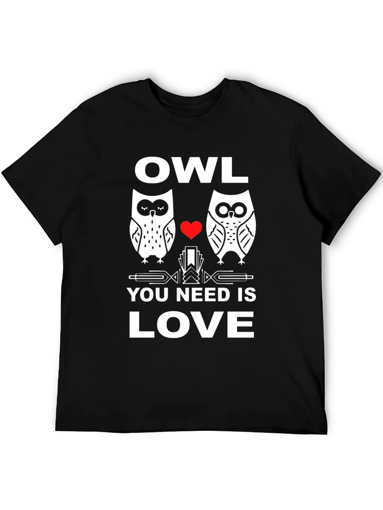 Black Owl You Need Is Love T-Shirt - Black view 5