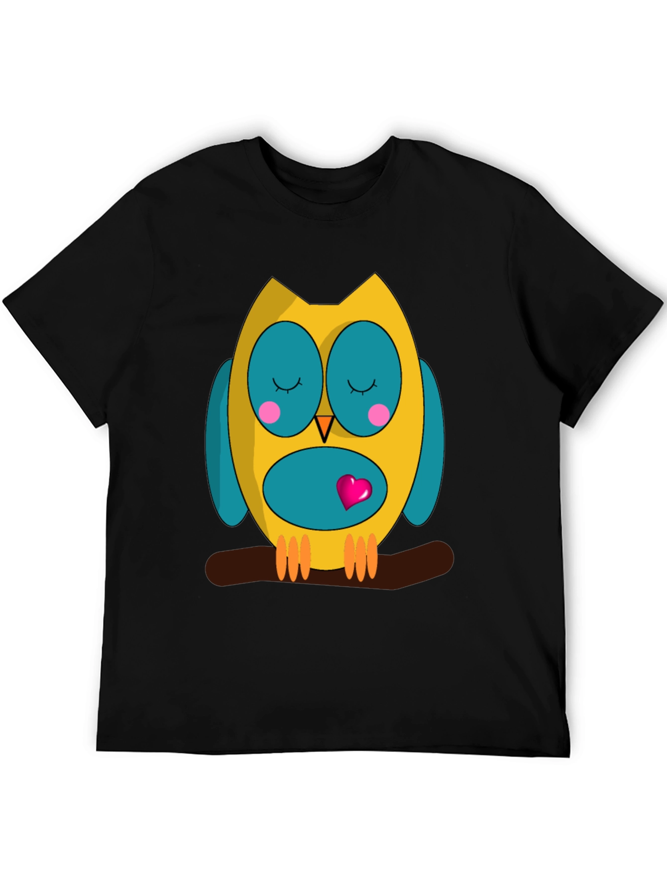 Black Cute Owl Graphic Tee - Black Cotton Blend Shirt view 5