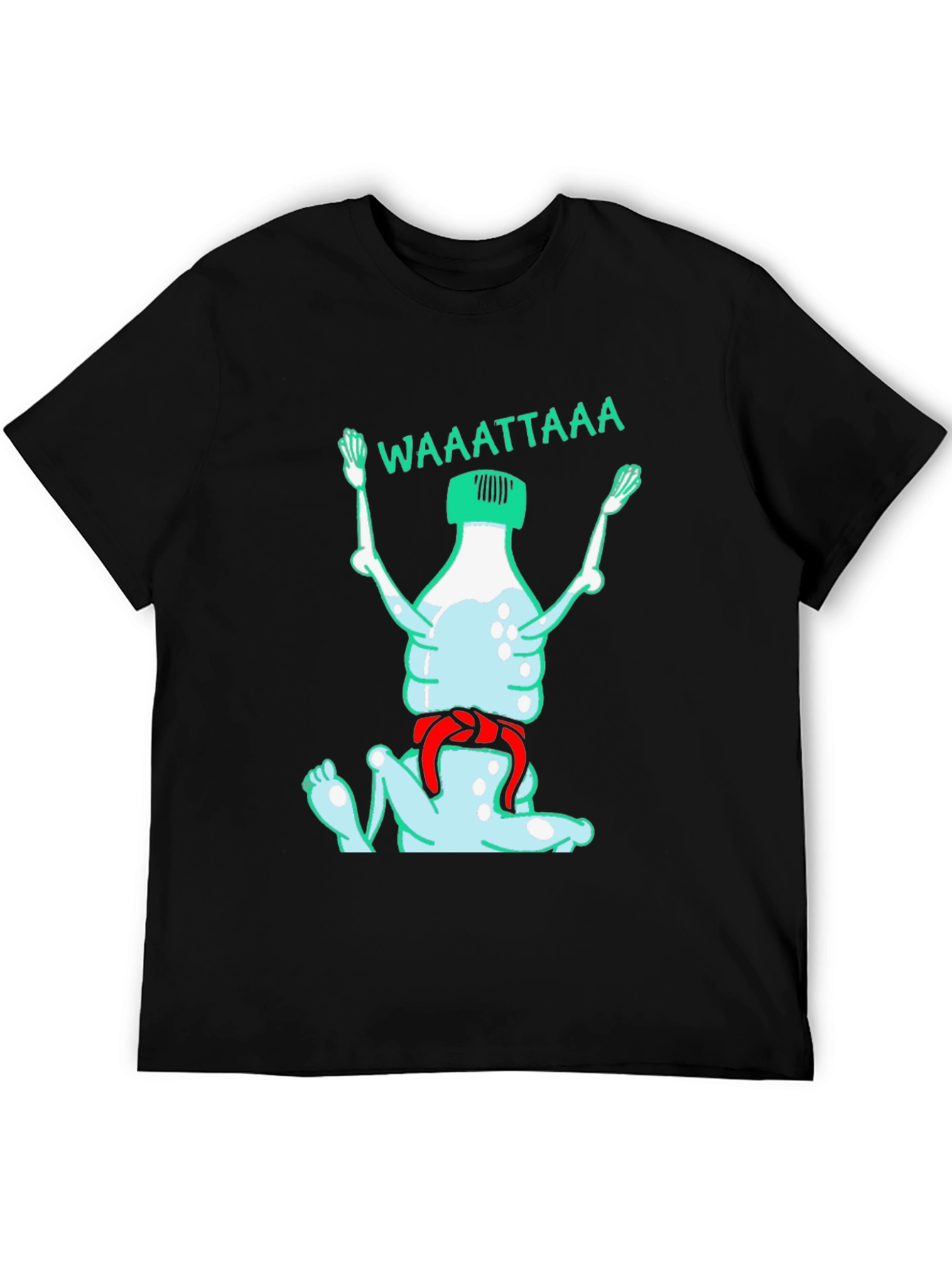 Black Funny Water Bottle Cartoon Graphic T-Shirt view 5
