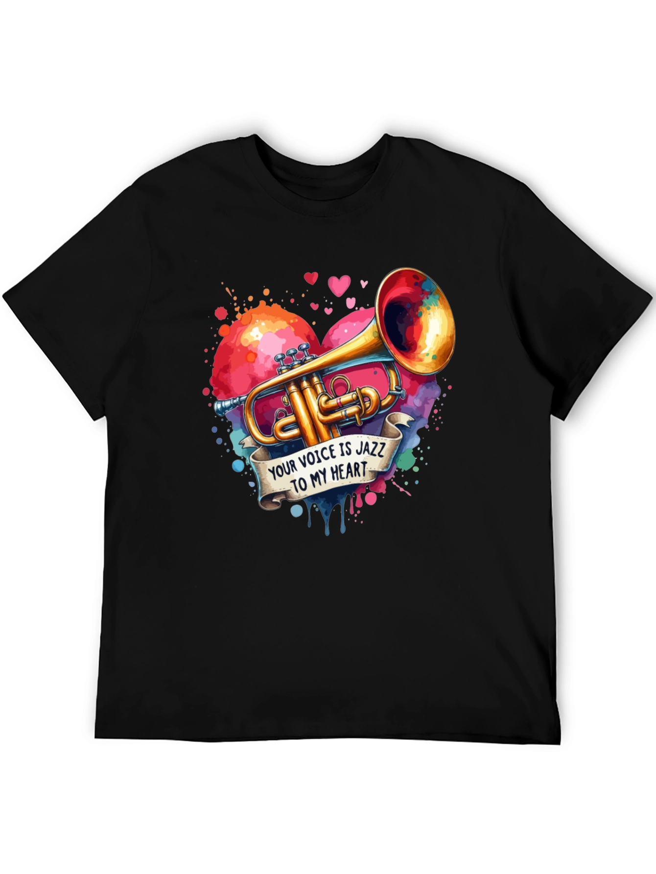 Black Jazz Heart Trumpet Graphic Tee view 5