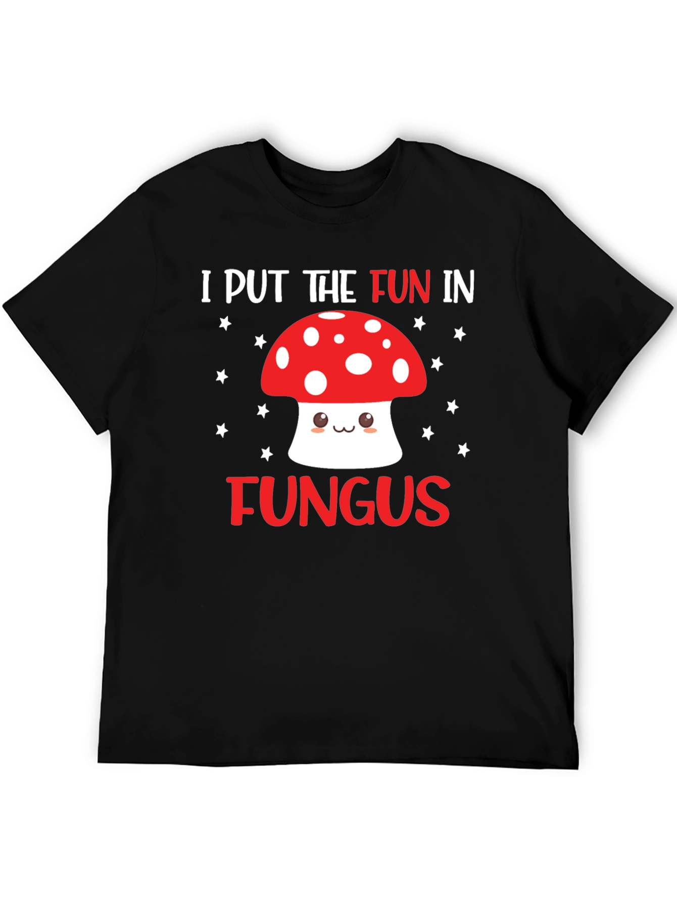 Black Funny Mushroom T-Shirt - "I Put the Fun in Fungus" view 5
