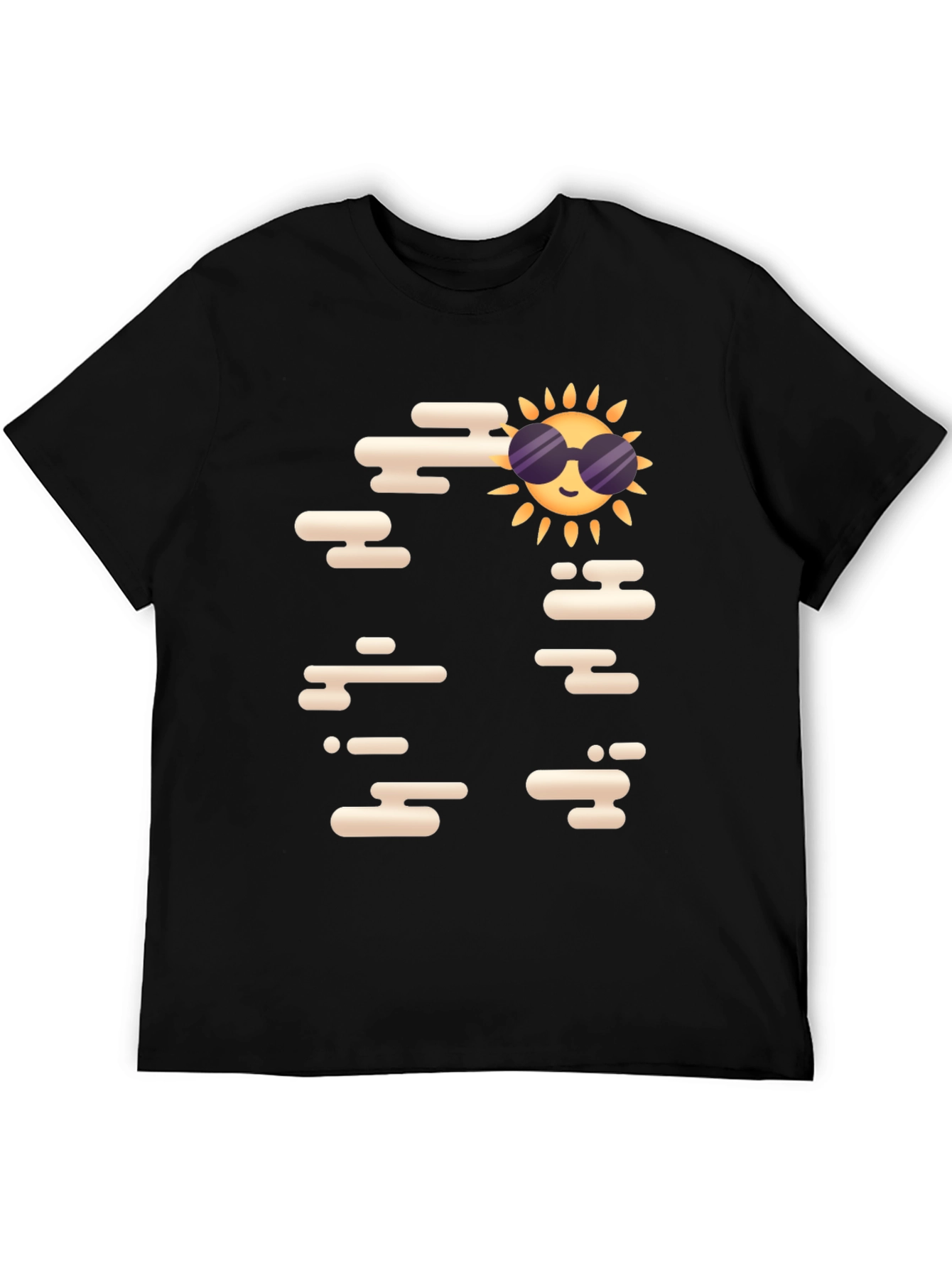 Black Cool Sun Graphic Tee - Black Casual T-Shirt view 5