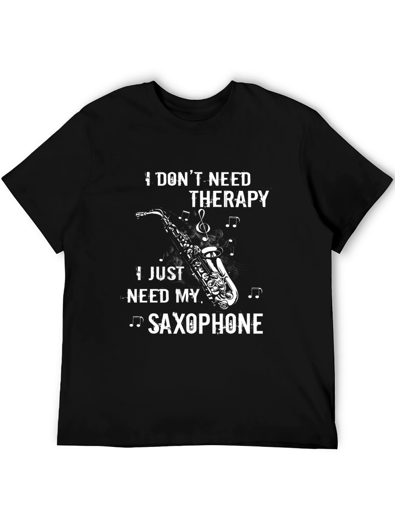 Black Saxophone Therapy T-Shirt - Musician Gift Idea view 5