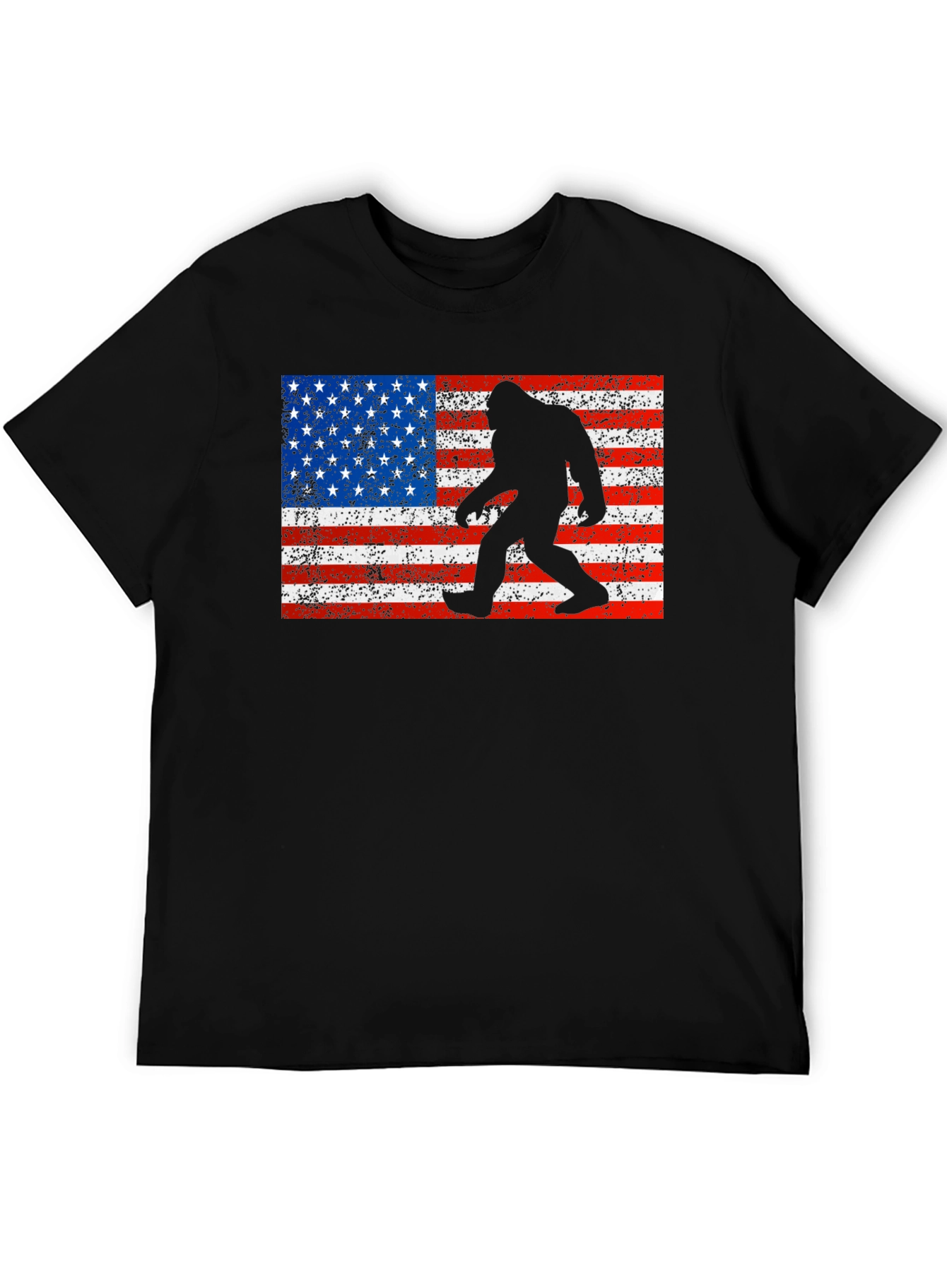 Black Bigfoot American Flag T-Shirt view 5