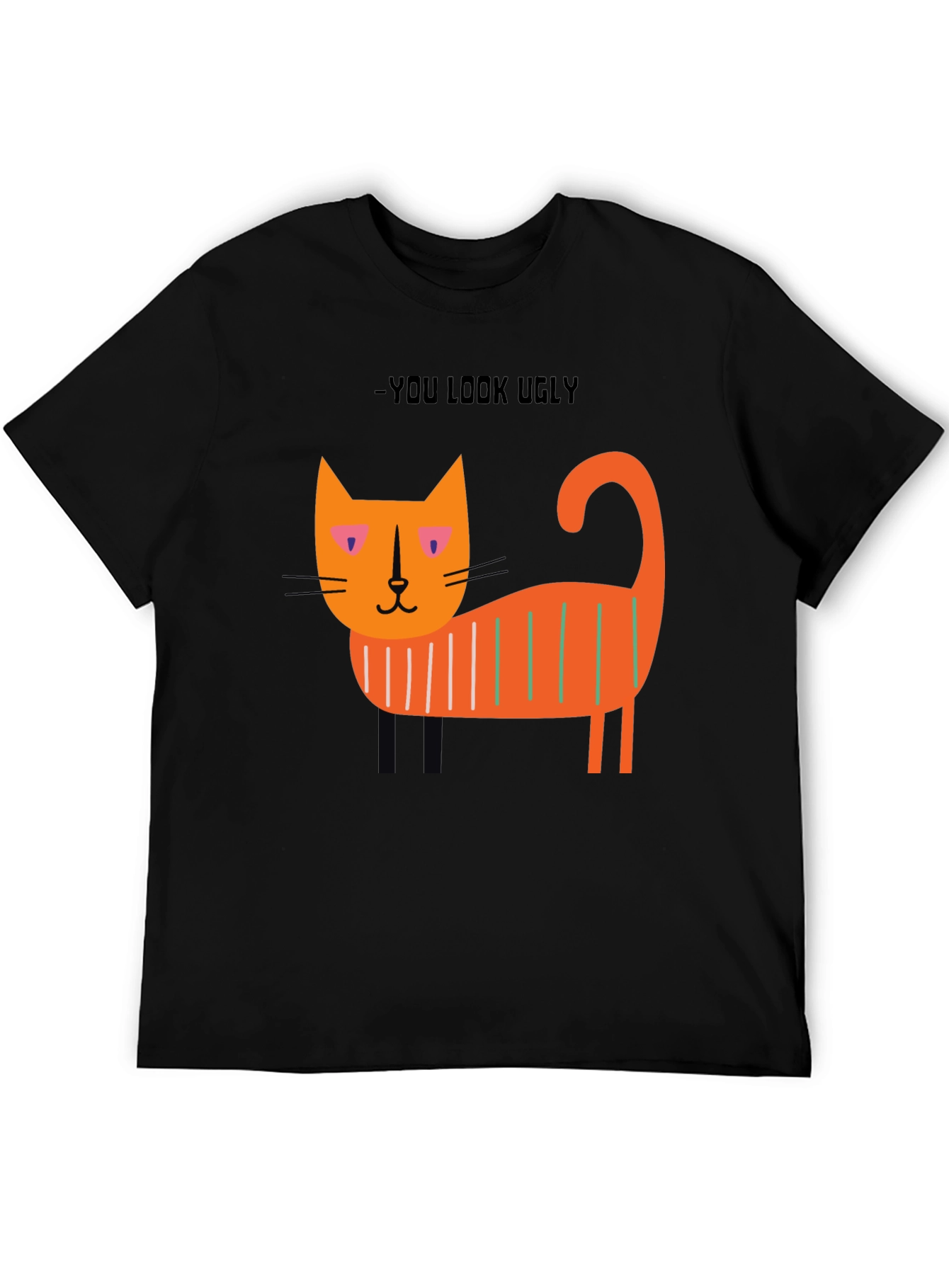 Black Ugly Cat Graphic T-Shirt - Black view 5
