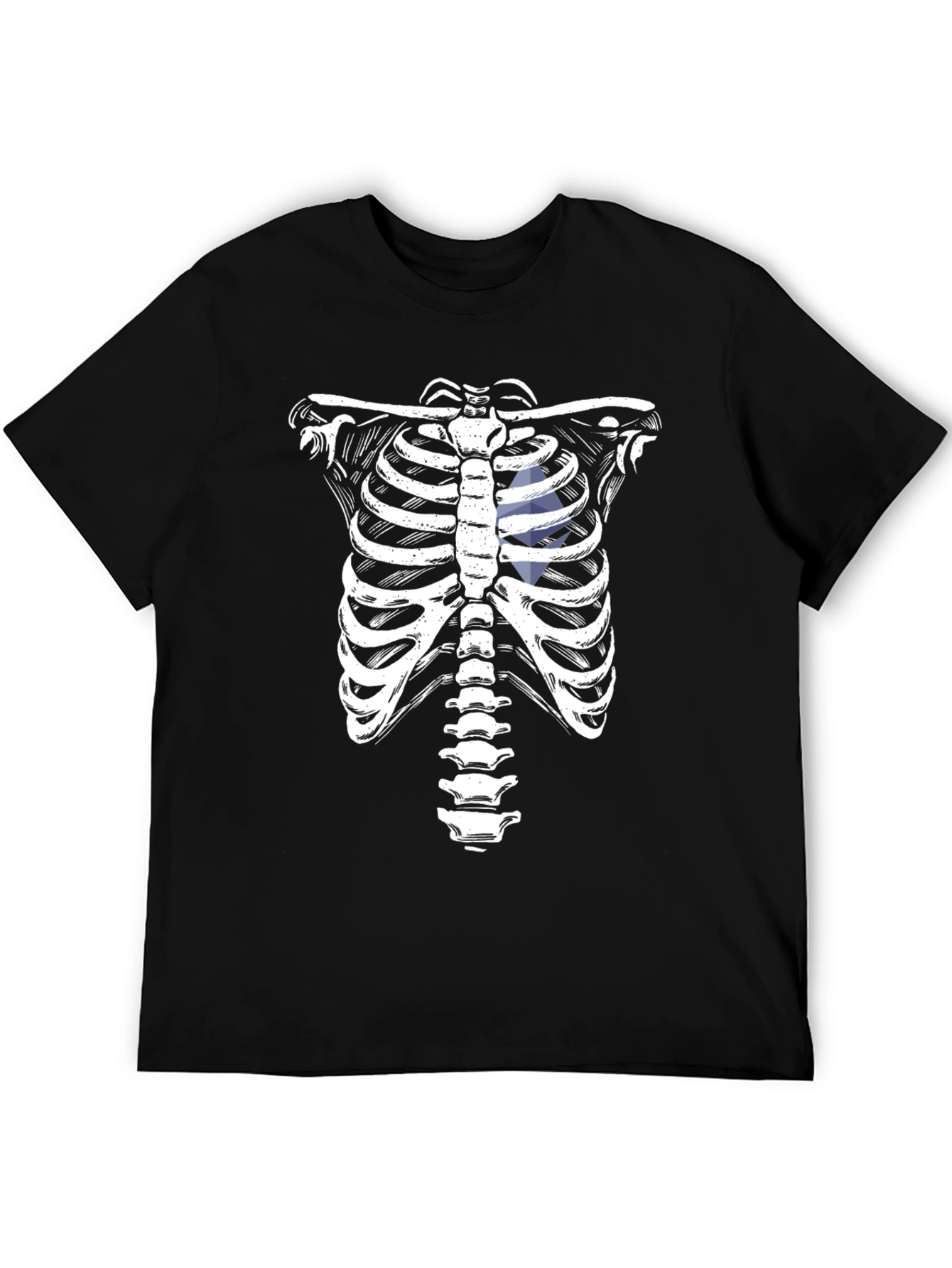 Black Skeleton Rib Cage Graphic Tee - Halloween Costume view 5