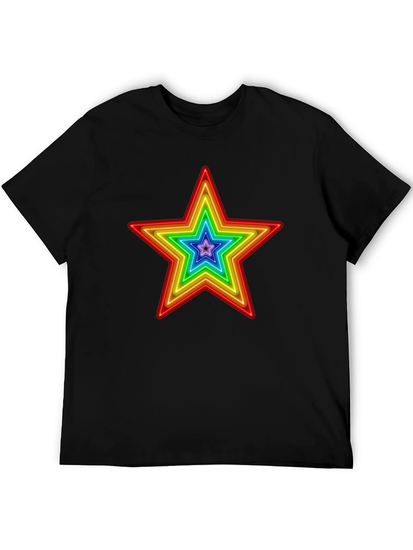 Black Rainbow Star Graphic Print T-Shirt view 5