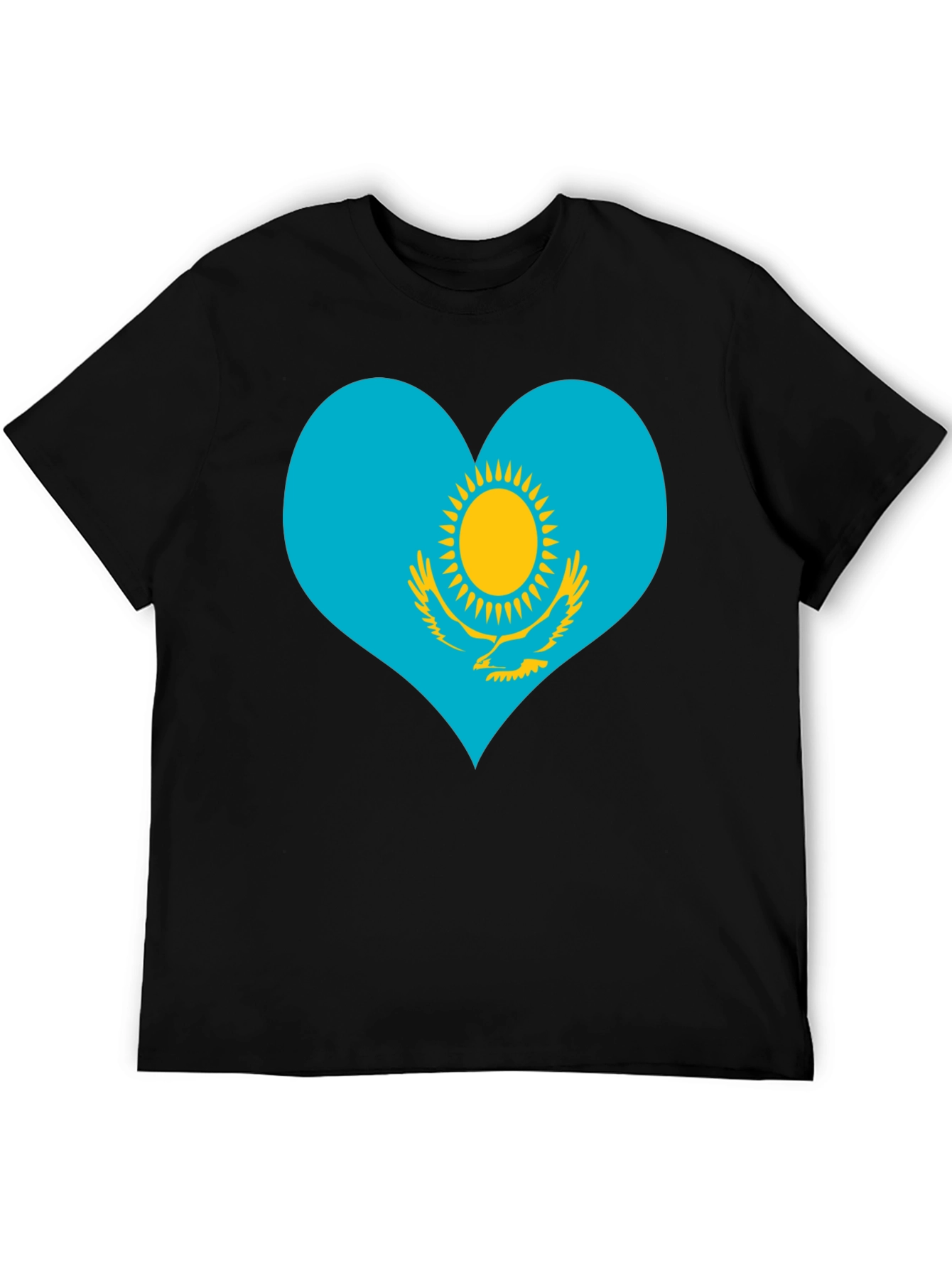 Kazakhstan Heart Flag Graphic Tee - Black - 5