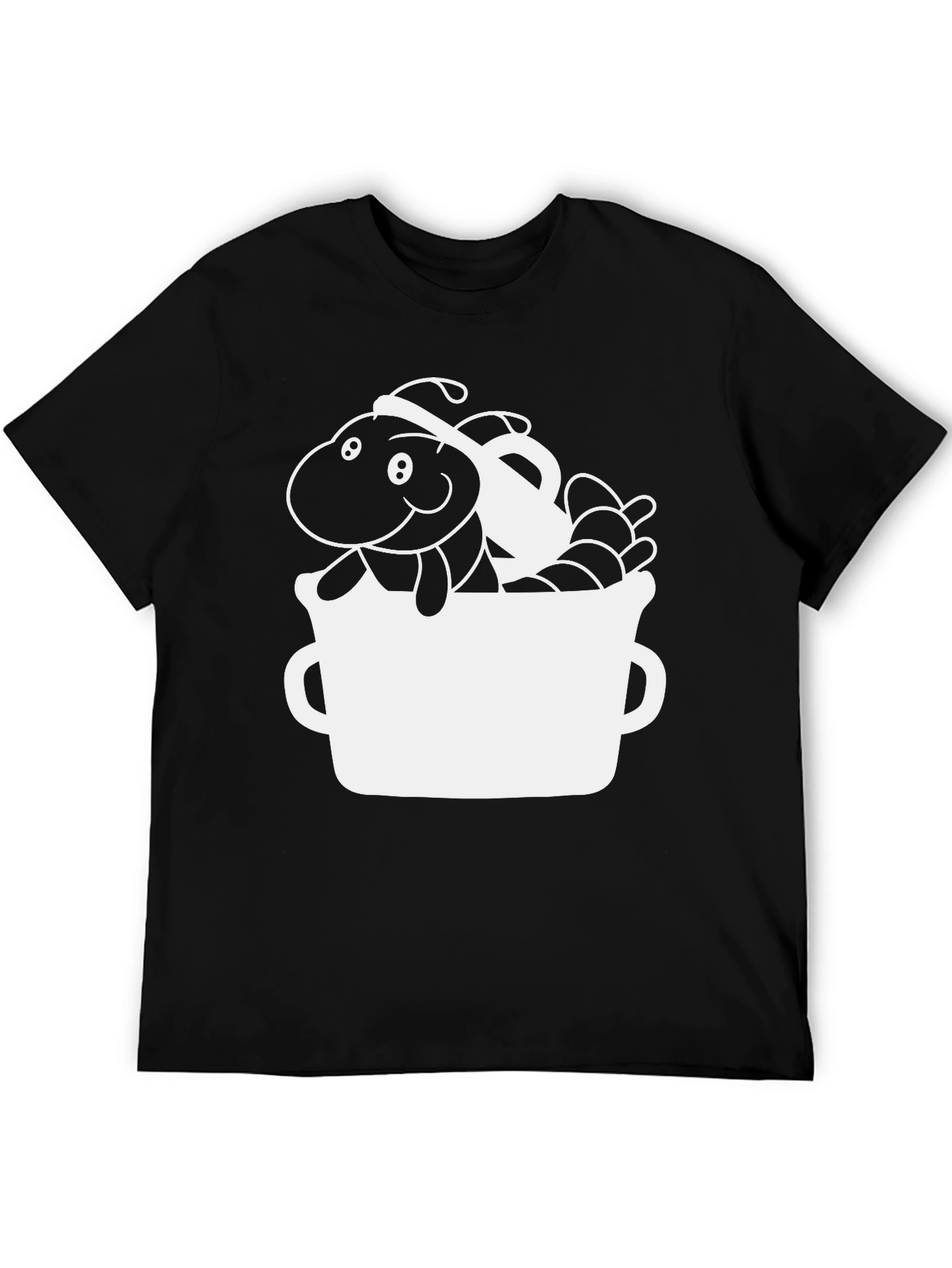 Black Cute Worm in a Mug Graphic T-Shirt view 5