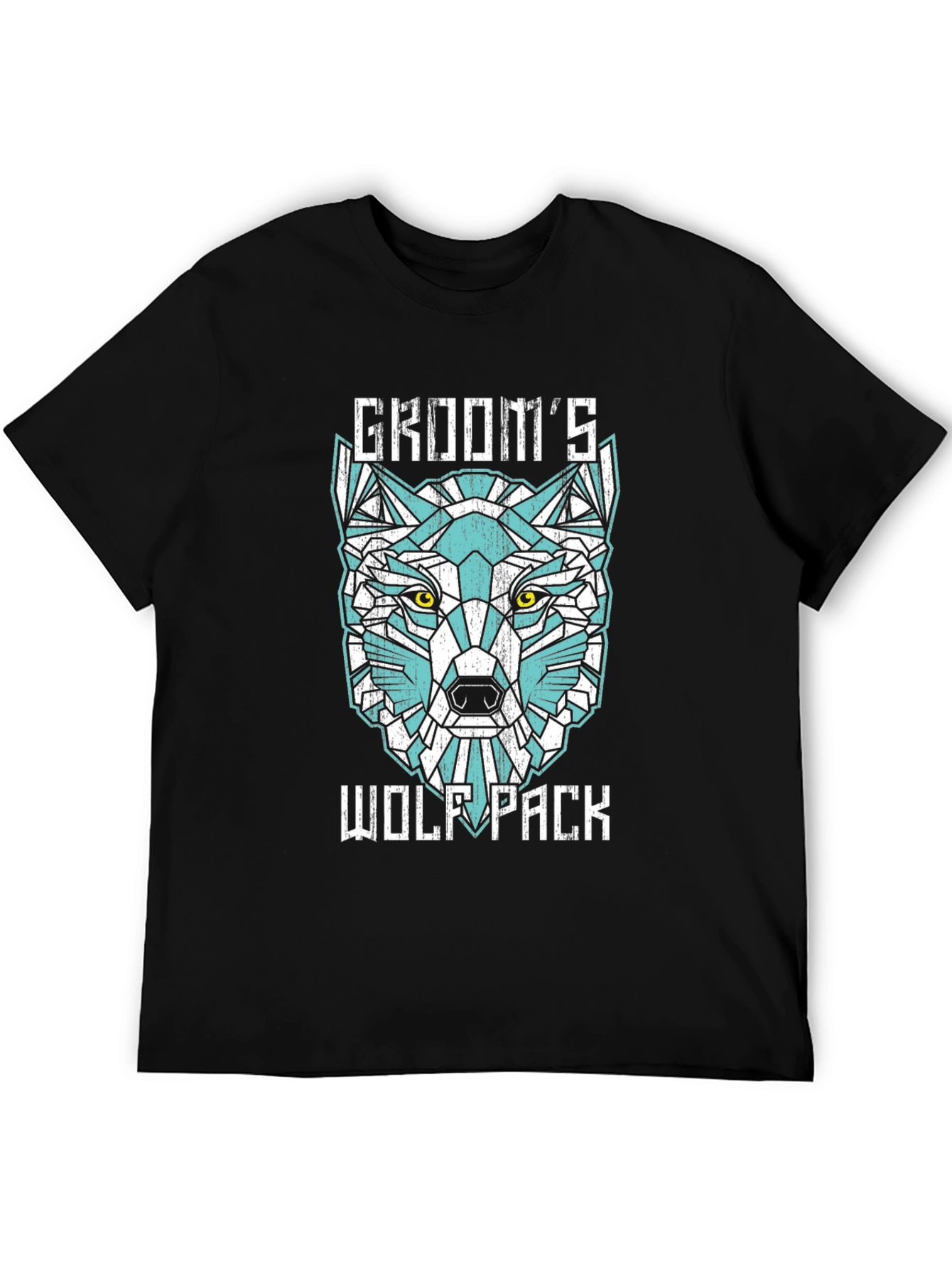 Black Groom's Wolf Pack Graphic Tee - Modern Geometric Design view 5