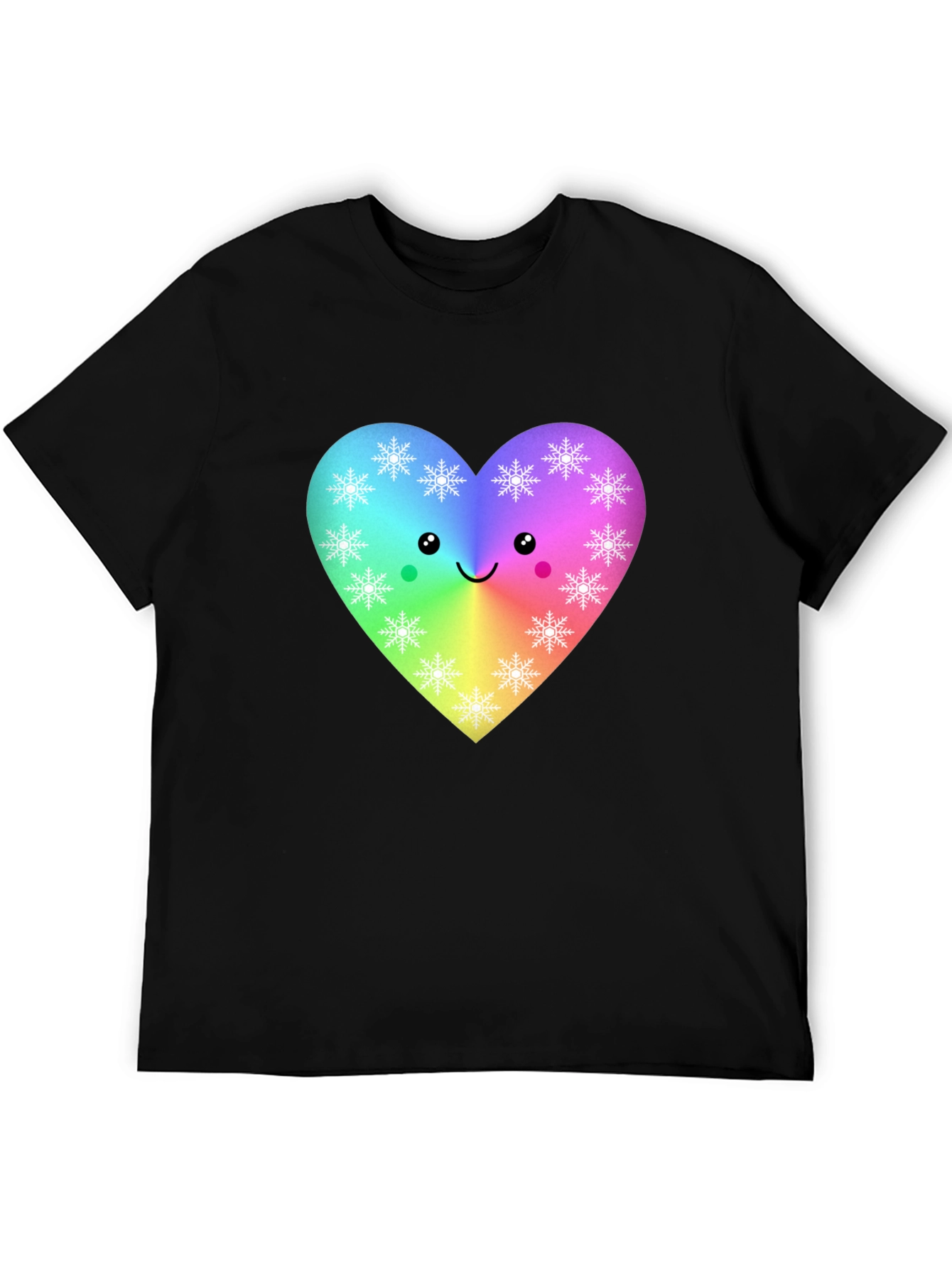 Black Rainbow Heart Snowflake T-Shirt view 5