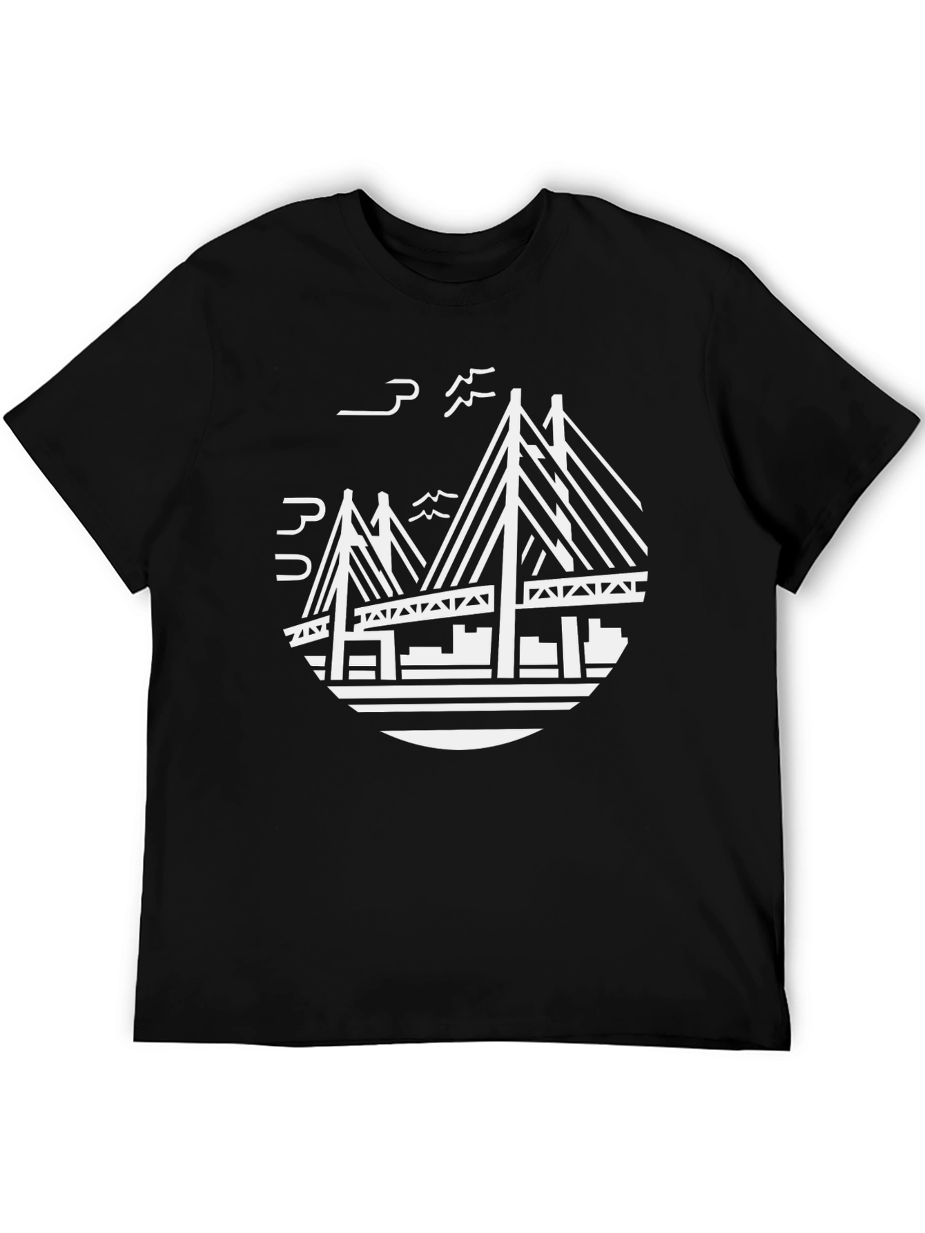 Black Black Bridge Graphic Tee - Stylish Crew Neck T-Shirt view 5