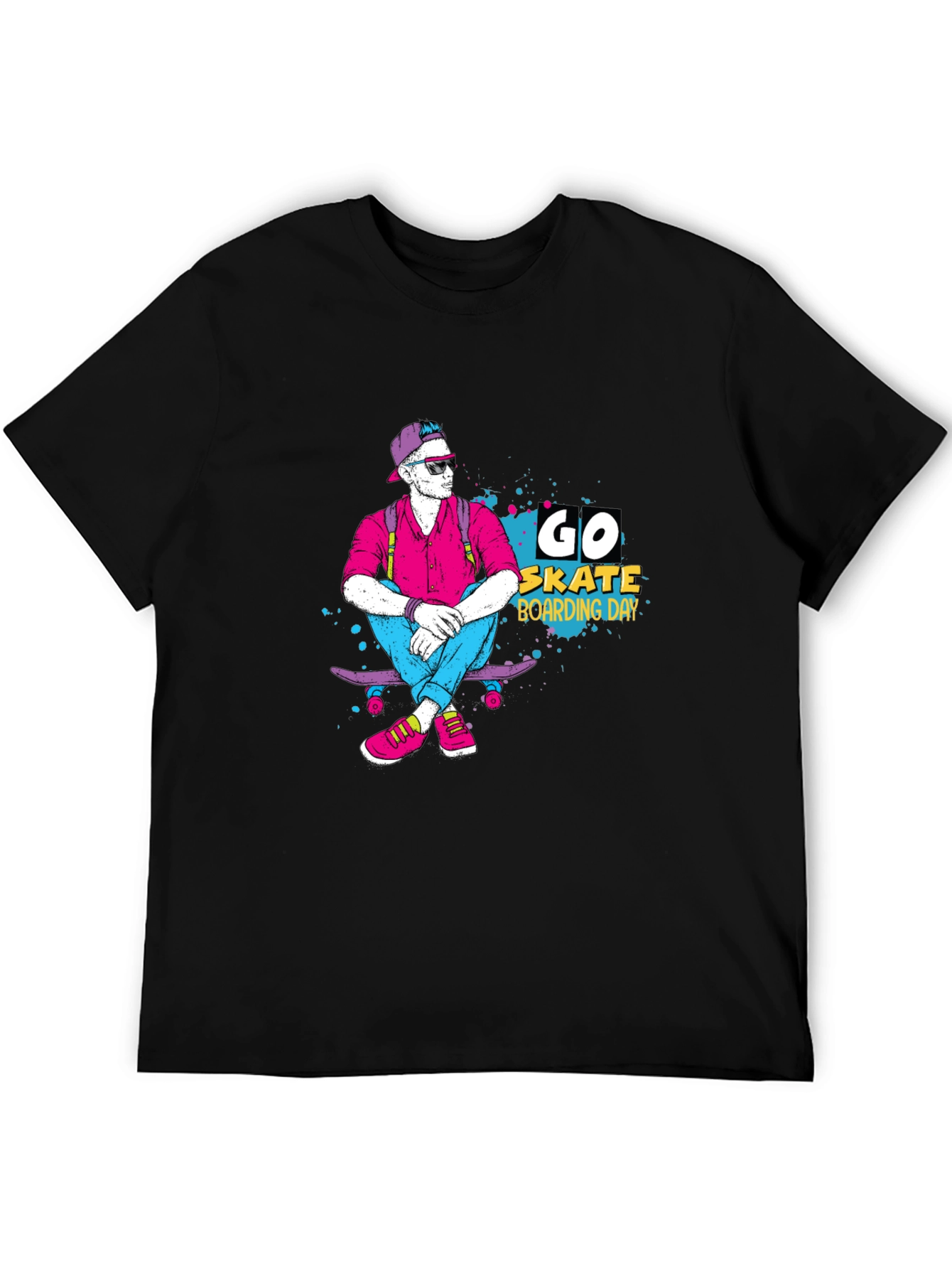 Black Go Skate Boarding Day Black T-Shirt view 5