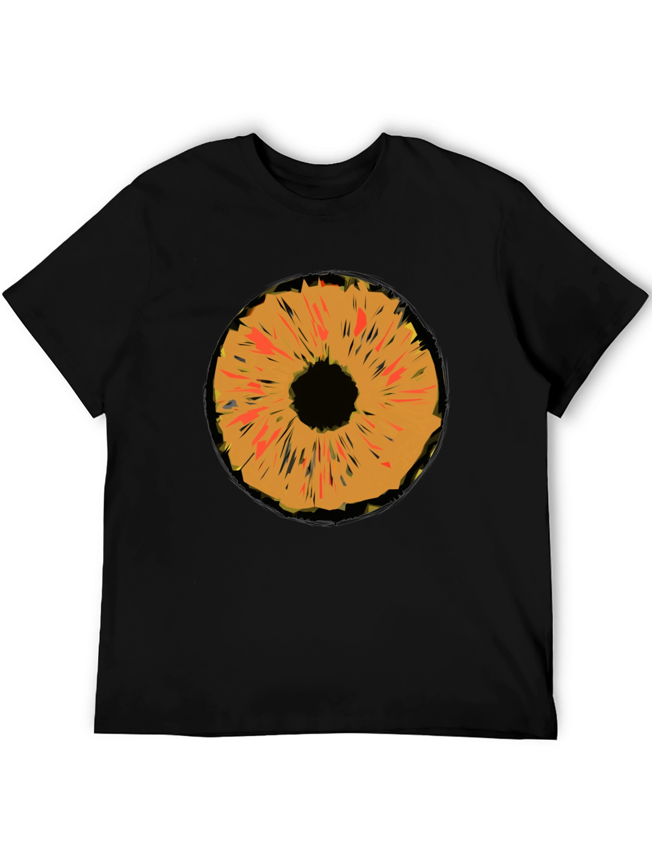 Black Abstract Orange Iris Graphic Black T-Shirt view 5