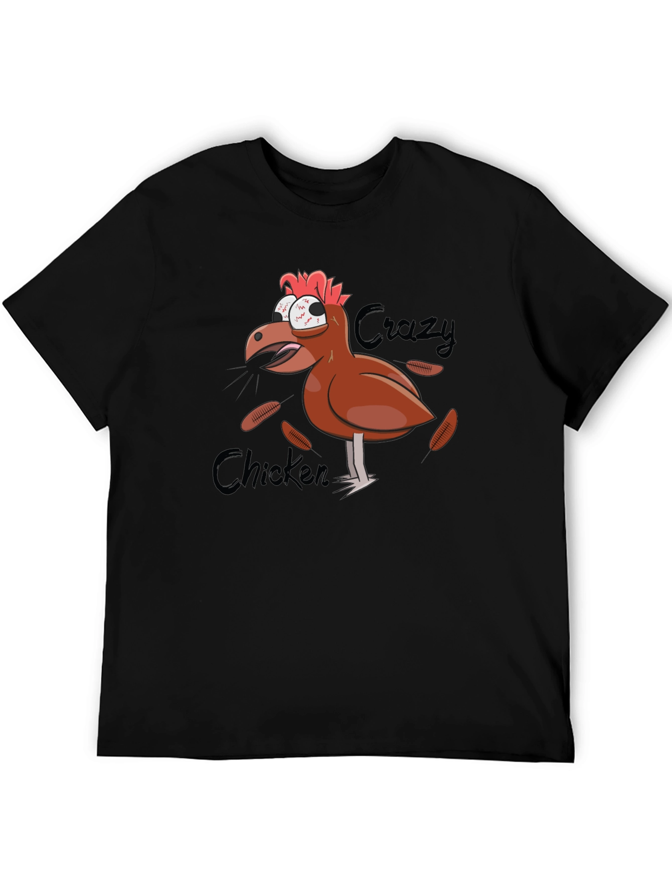 Black Crazy Chicken Graphic T-Shirt - Black view 5