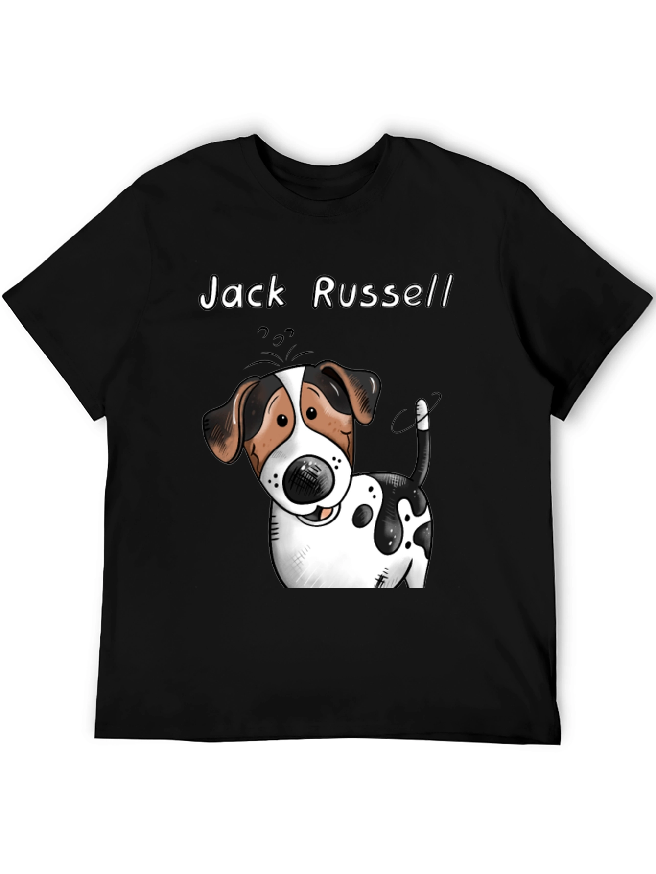 Black Jack Russell Dog Cartoon Graphic T-Shirt view 5