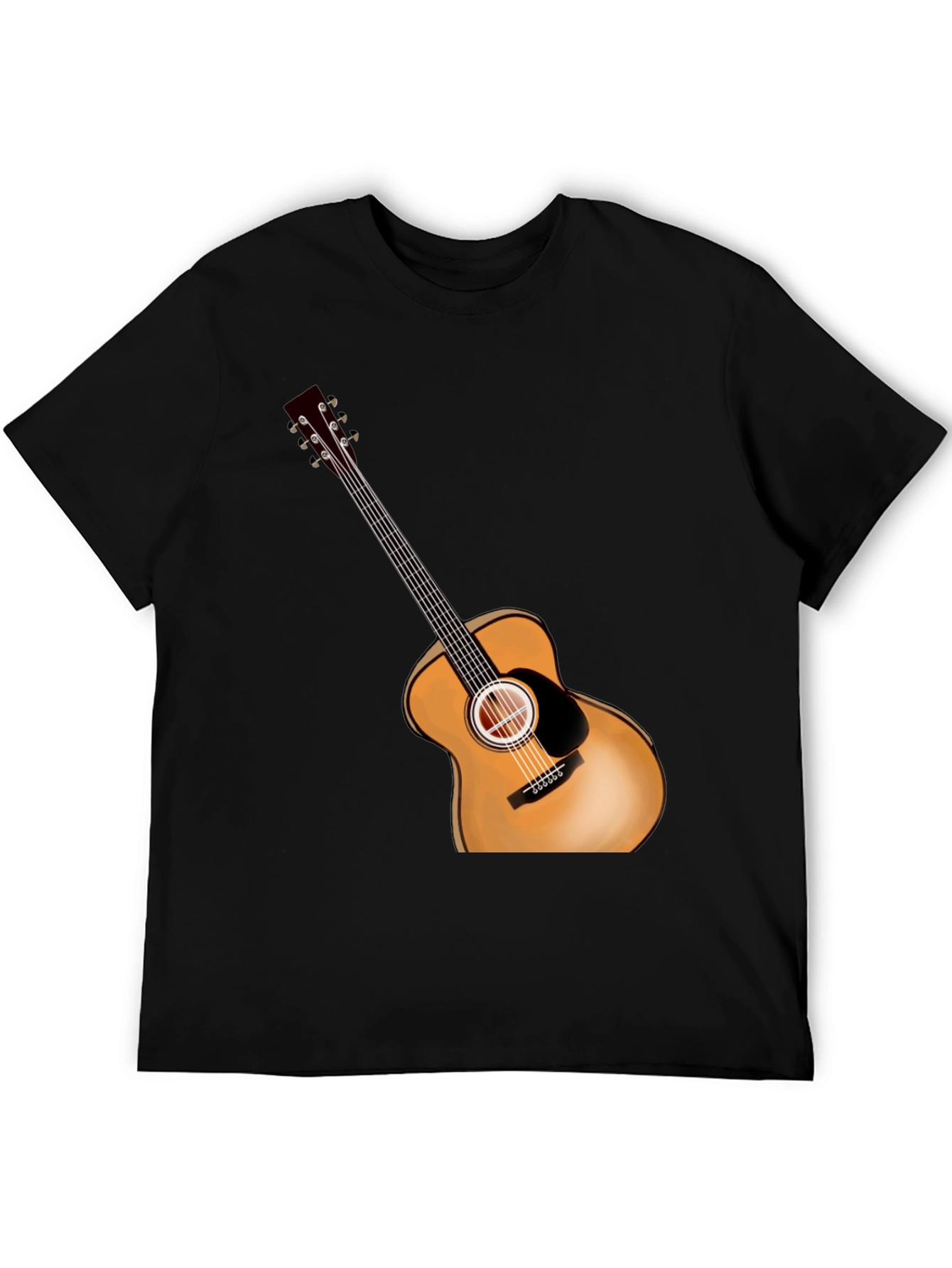 Black Acoustic Guitar Graphic Black Tee view 5