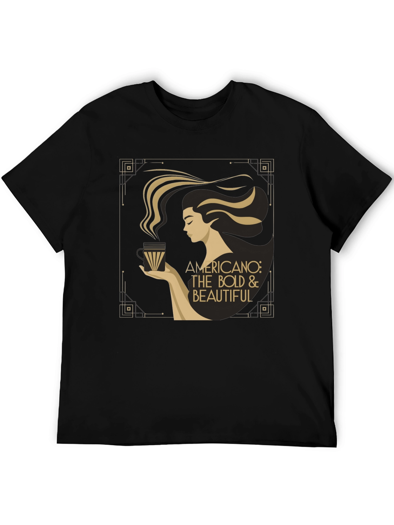 Black Bold & Beautiful Americano Coffee Graphic T-Shirt view 5