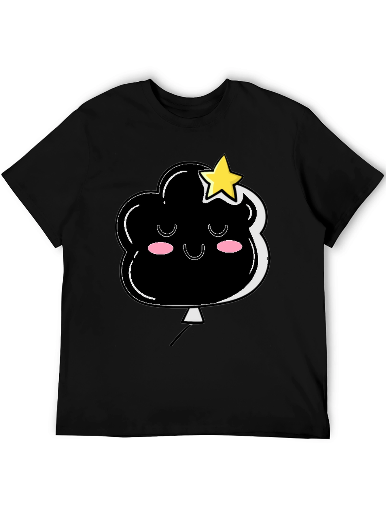 Black Cute Cloud & Star Graphic Black T-Shirt view 5