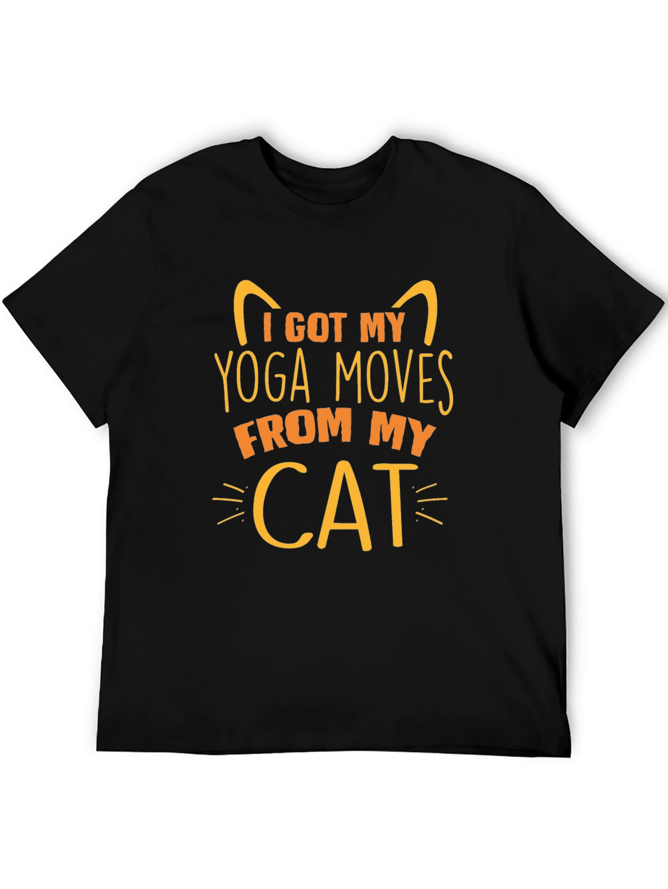 Black Yoga Cat T-Shirt - I Got My Yoga Moves From My Cat view 5