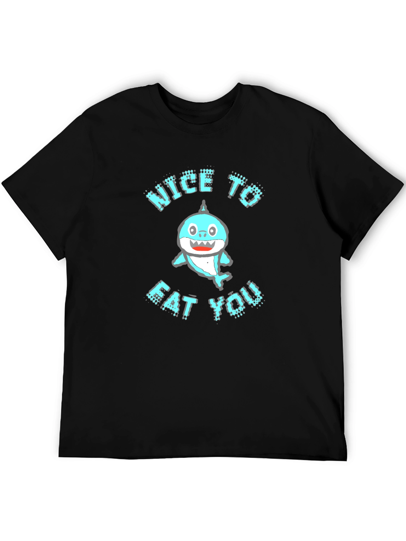 Black Funny Shark 'Nice to Eat You' Graphic Tee view 5