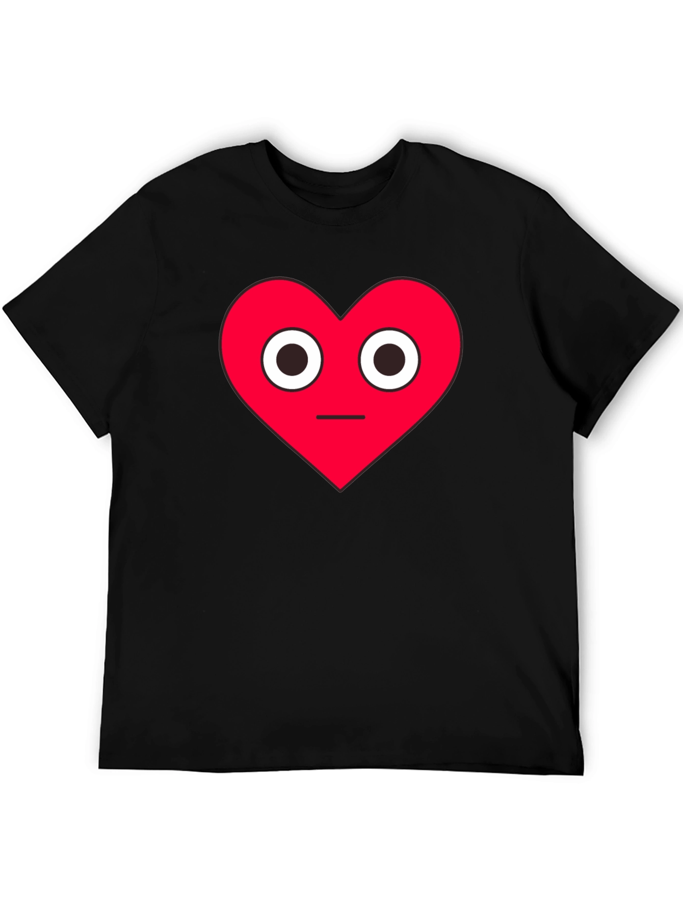Black Red Heart Face Graphic Black T-Shirt view 5