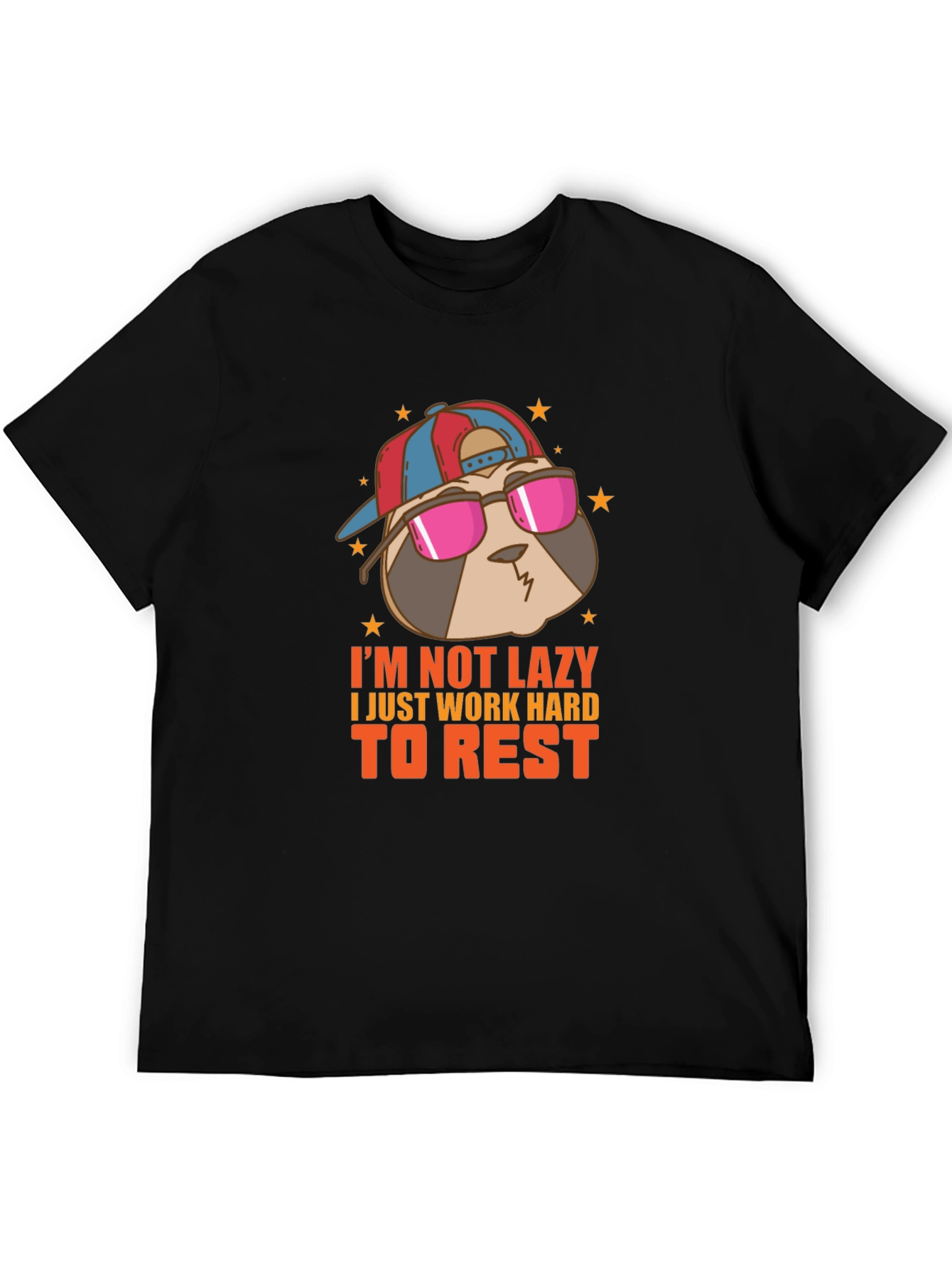 Black Cool Sloth T-Shirt - I'm Not Lazy Design view 5