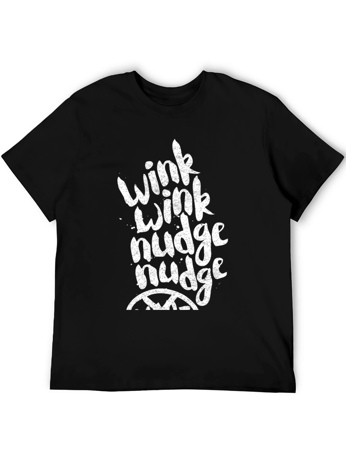 Black Wink Nudge Graphic Tee - Black Cotton T-Shirt view 5