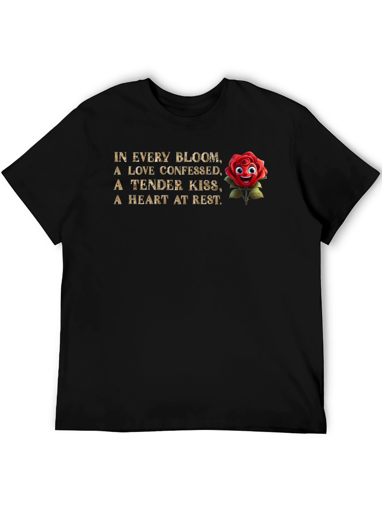 Black Romantic Rose T-Shirt: Love Confessed Graphic Tee view 5