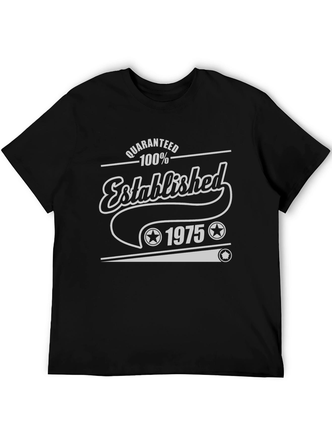 Black Established 1975 T-Shirt, Guaranteed 100% Cotton view 5